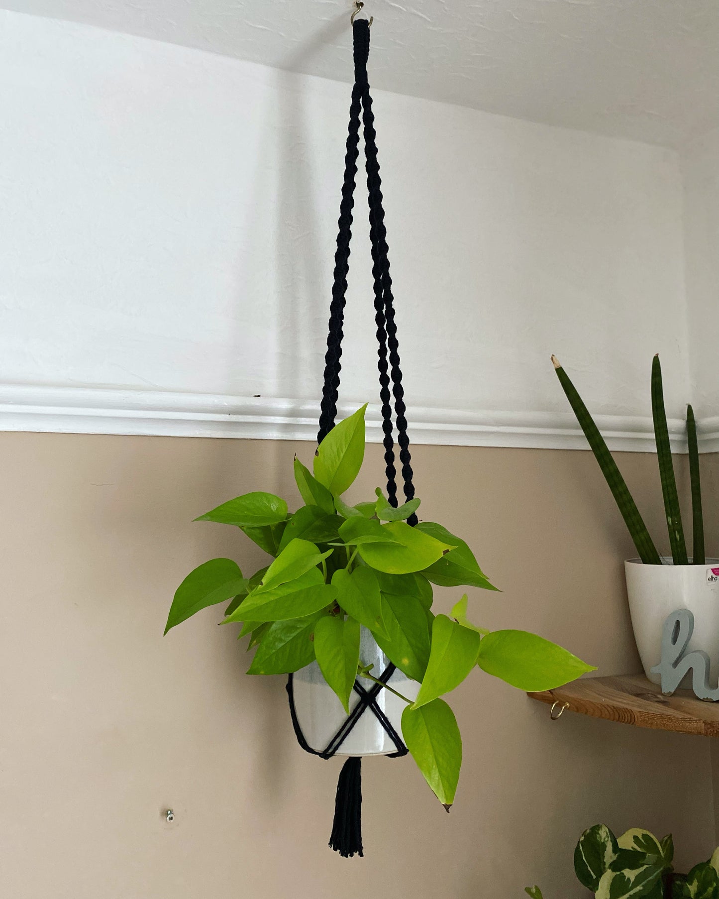 Macra-Made With Love macrame plant hanger black