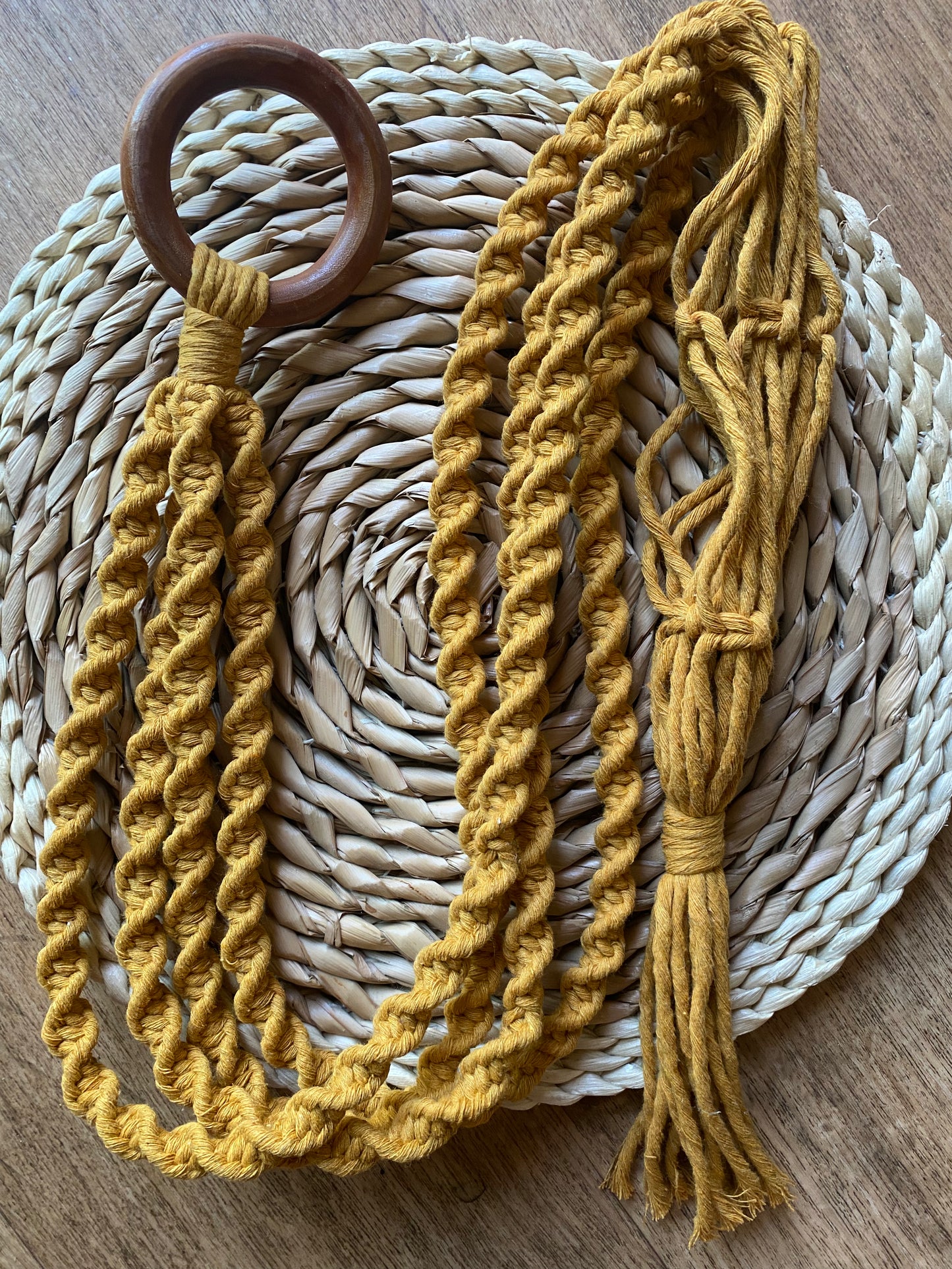 Macra-Made With Love macrame plant hanger mustard flat