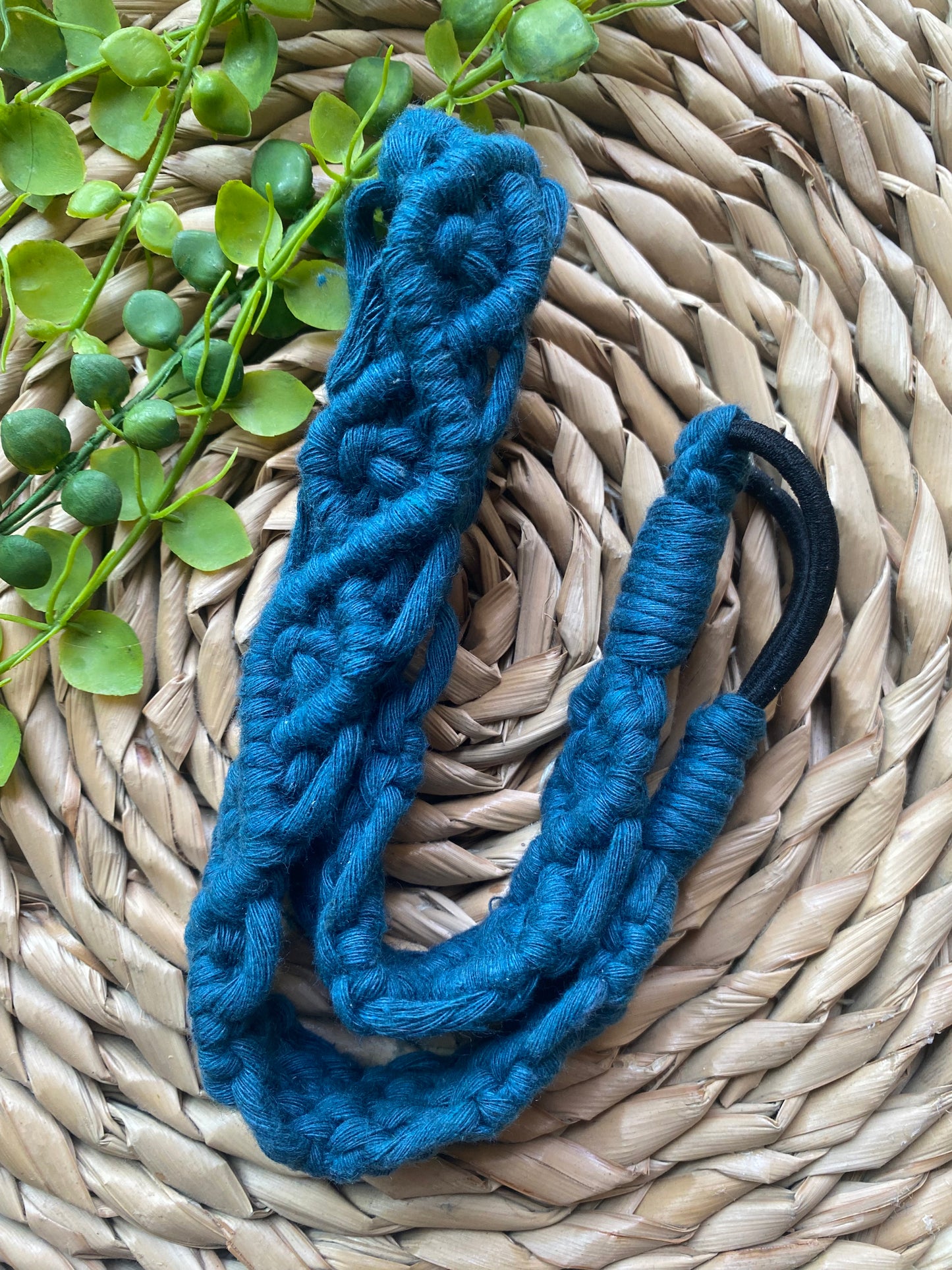 Macra-Made With Love knotted headband peacock blue top down