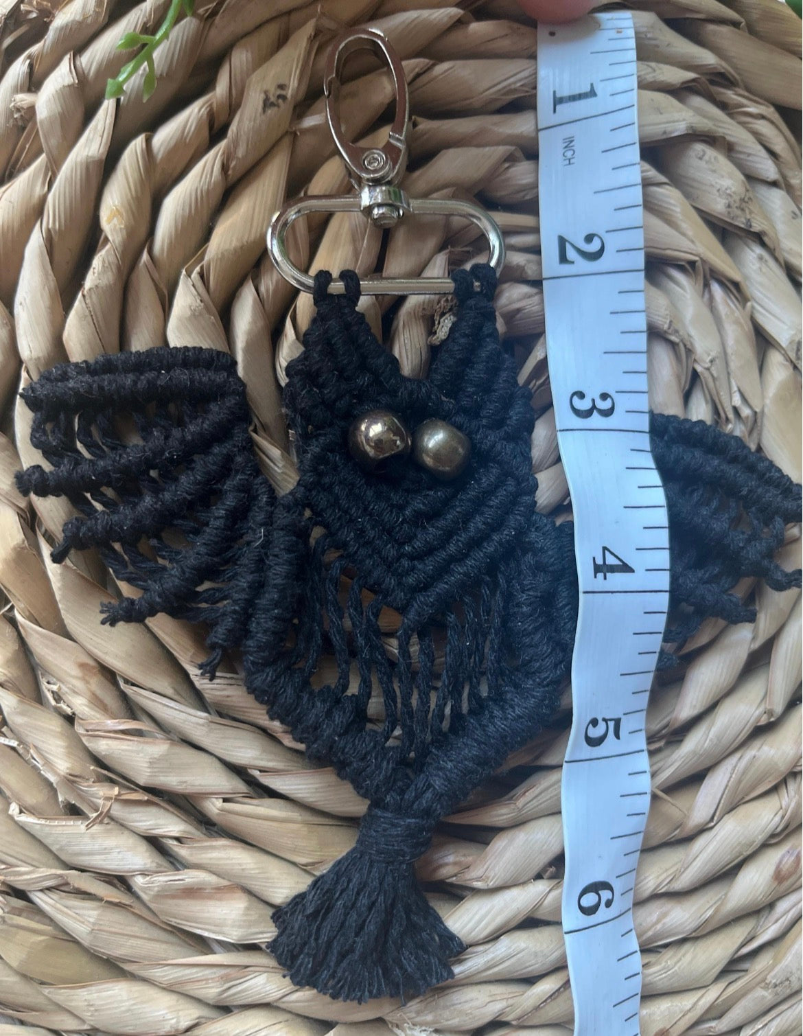 Black Macramé Bat Keychain
