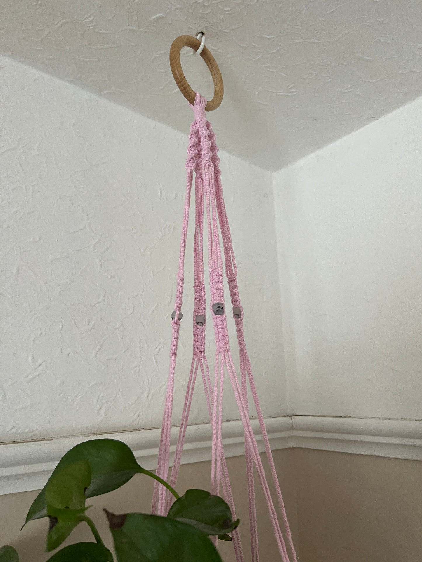 Skull Bead Macrame Plant Hanger