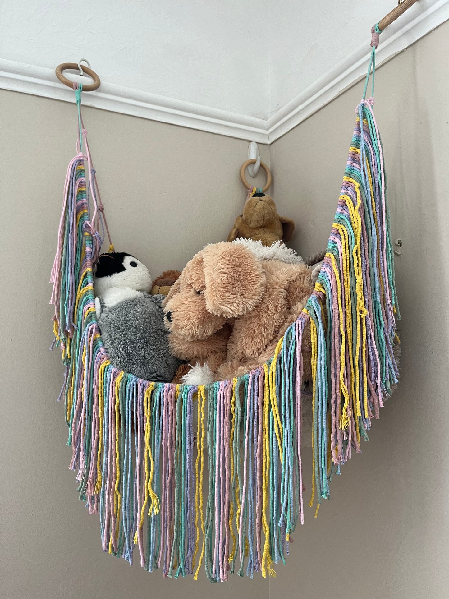 Soft toy corner hammock - bedroom storage