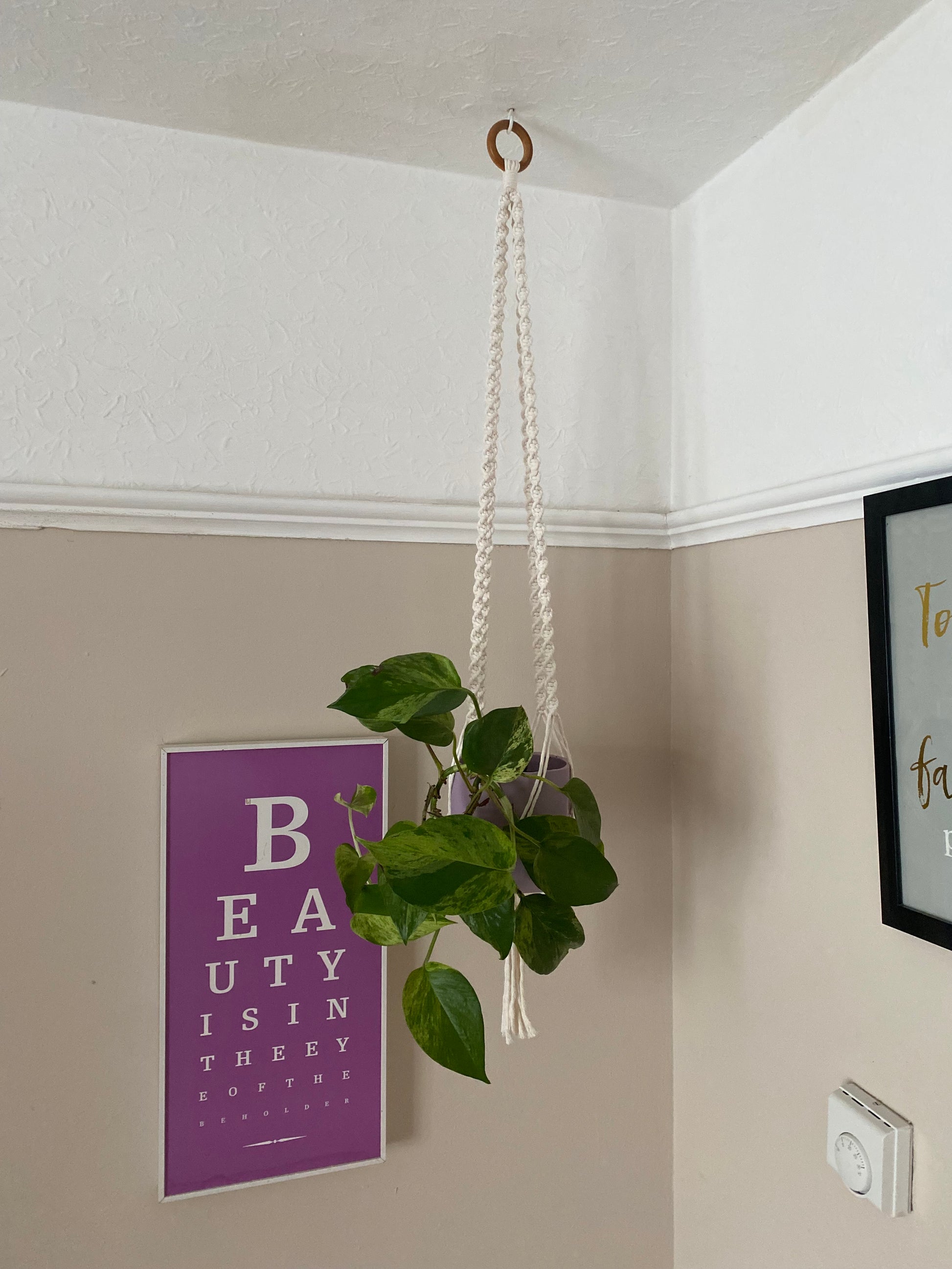 Macra-Made With Love macrame plant hanger natural corner