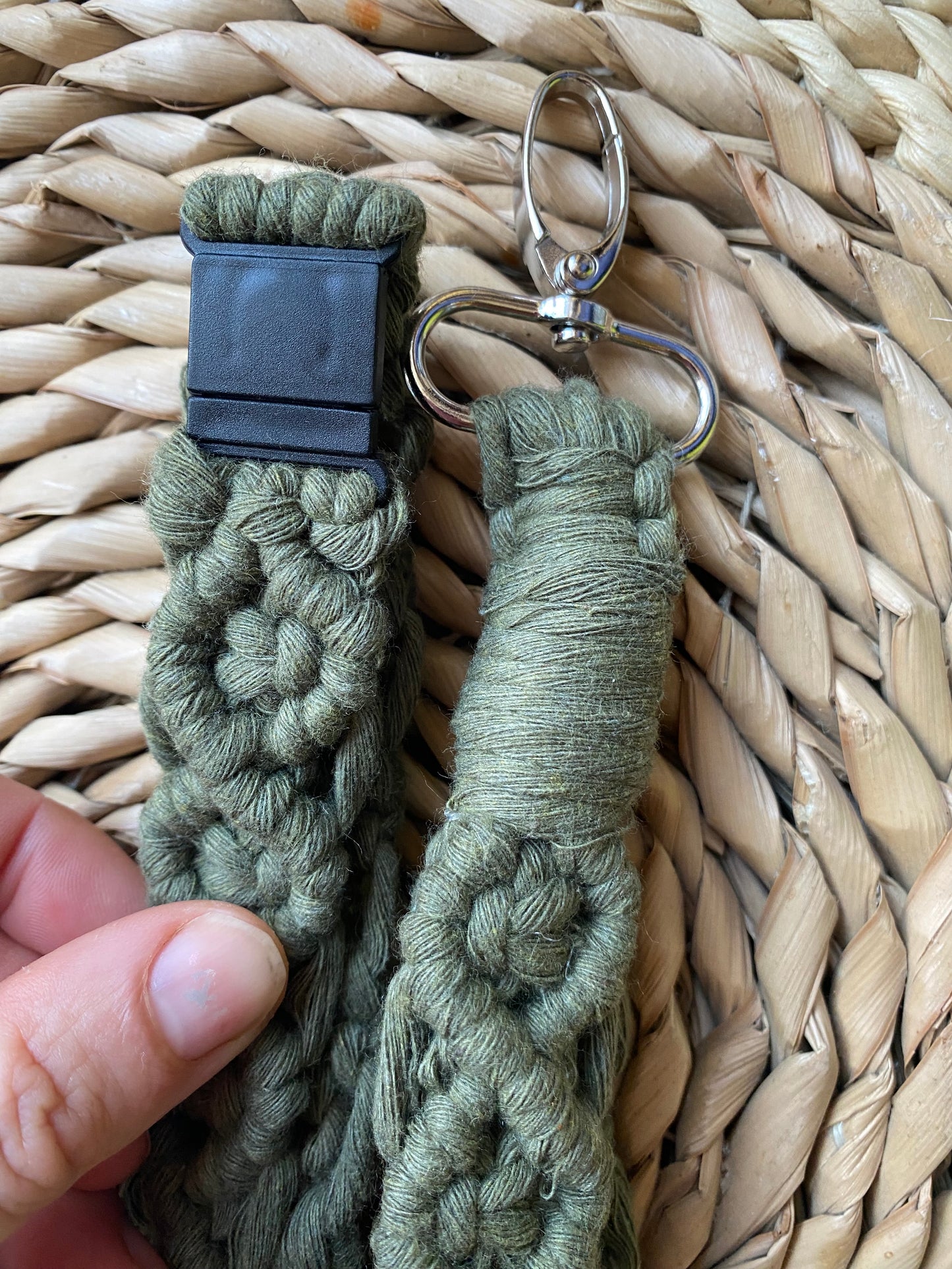 Macra-Made With Love chunky lanyard olive green details with hand