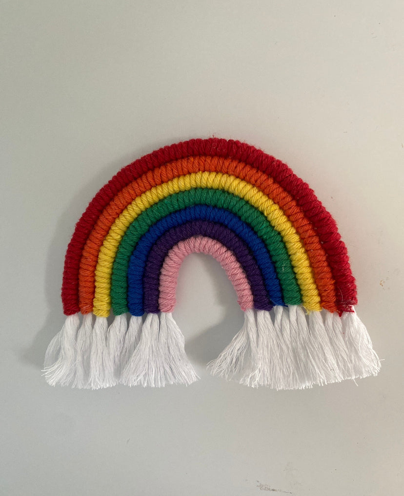 Macra-Made With Love Rainbow fridge magnet on white fridge