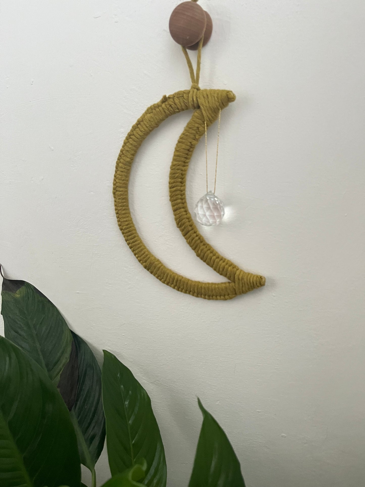 Boho Moon Shaped Crystal Suncatcher Hanging