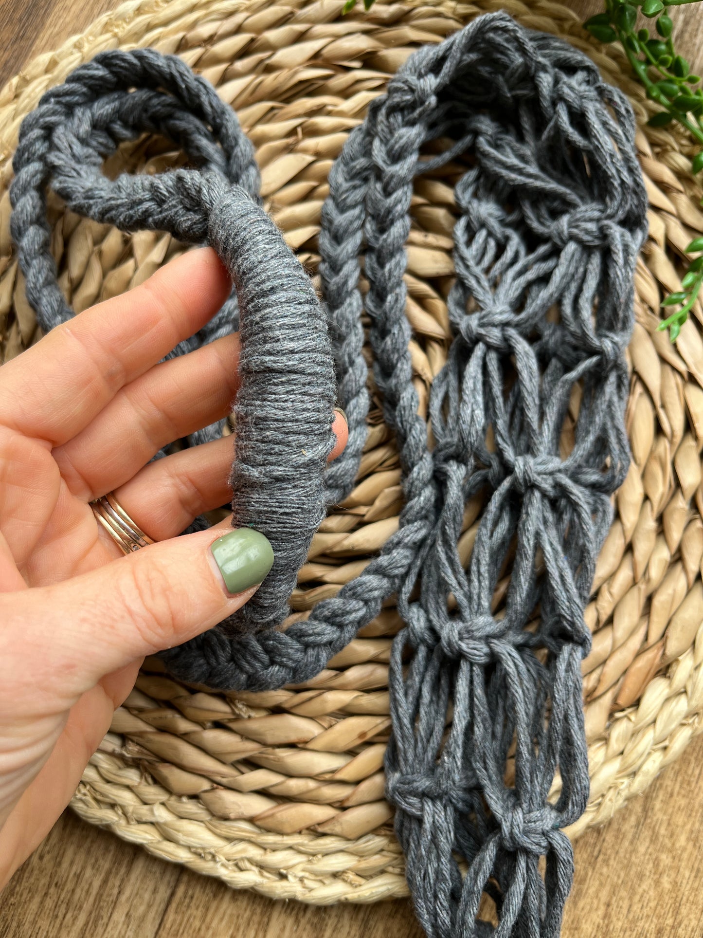 Recycled Cotton Macramé Water Bottle Holder Bag – Crossbody Drink Carrier