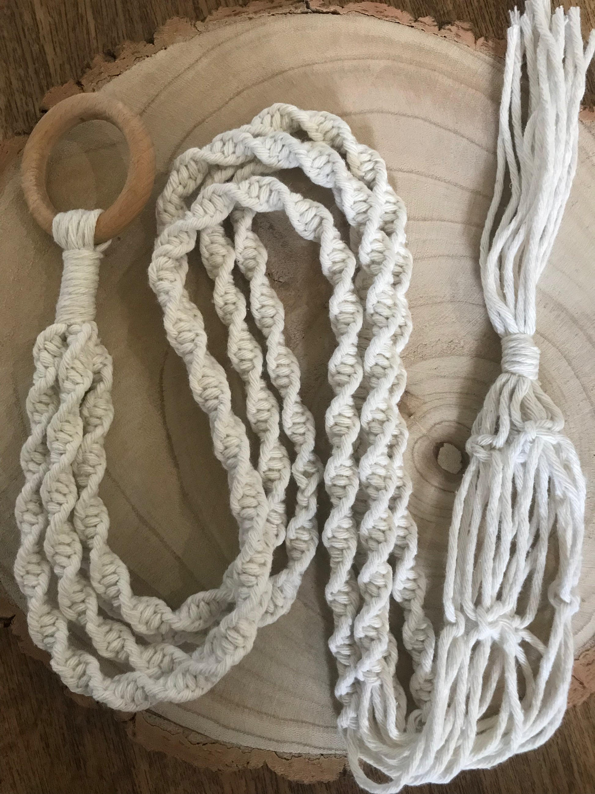 Macra-Made With Love macrame plant hanger natural flat