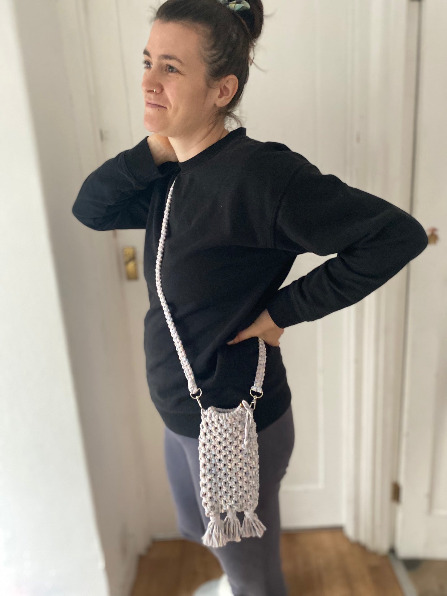 Macra-Made With Love phone bag pastel worn inside