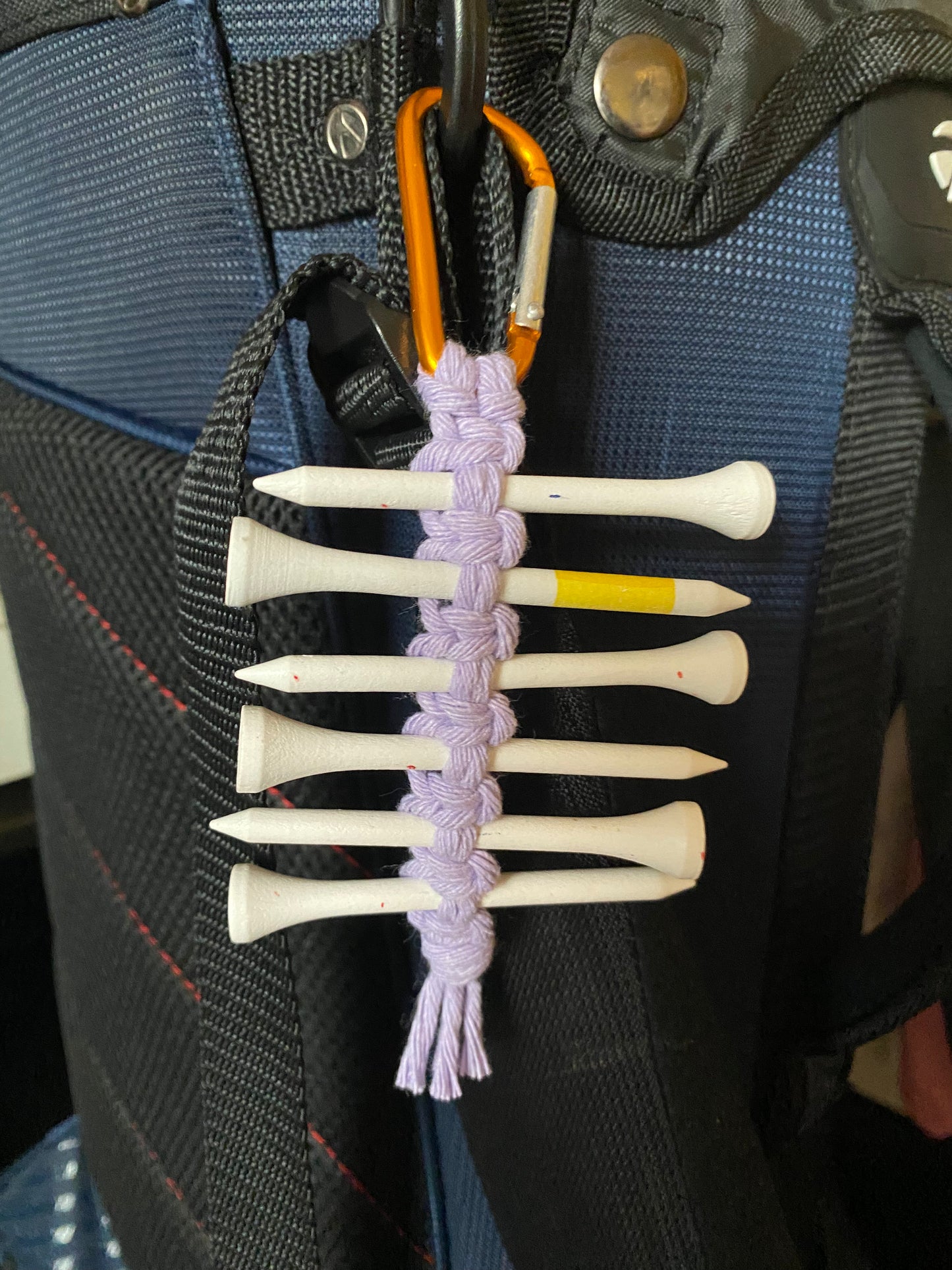 Macra-Made With Love golf tee holder lilac on bag