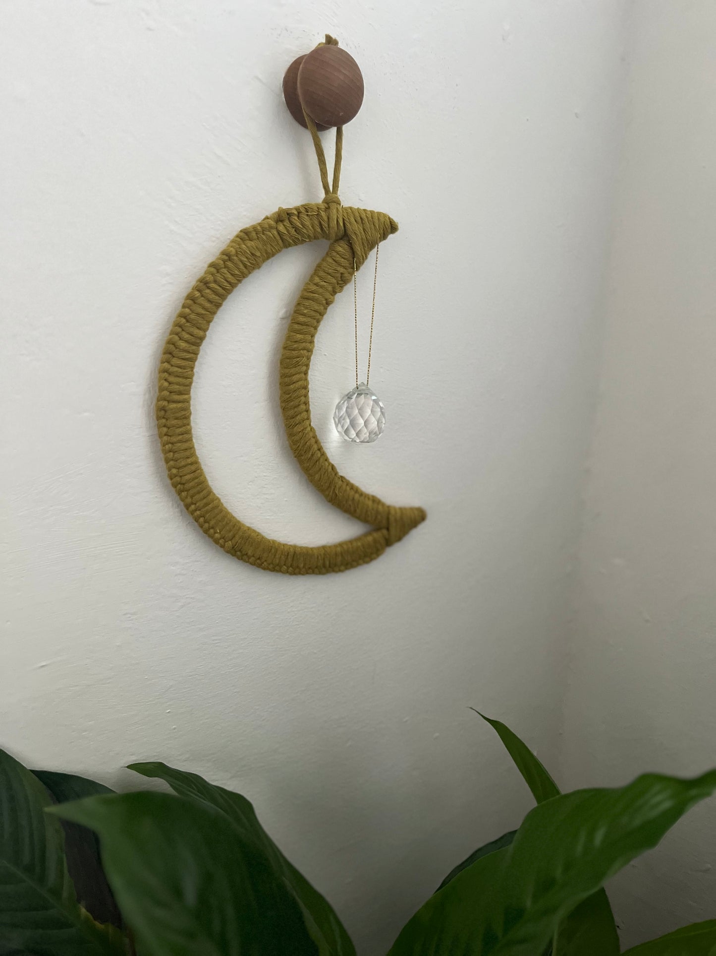 Boho Moon Shaped Crystal Suncatcher Hanging