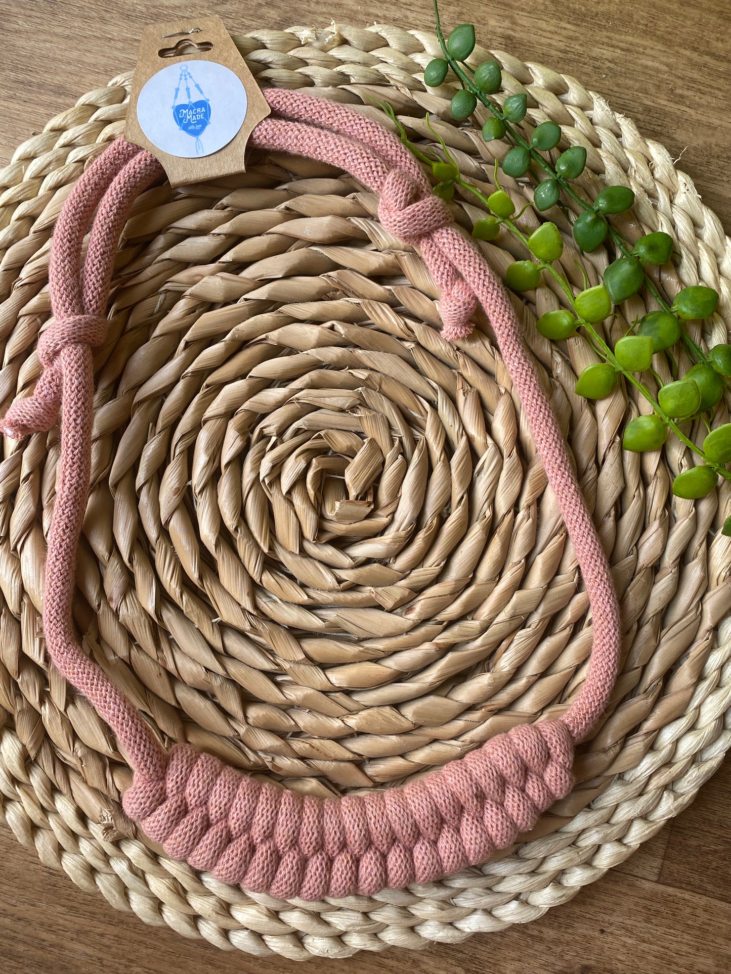 Macra-Made With Love rope necklace blush flat