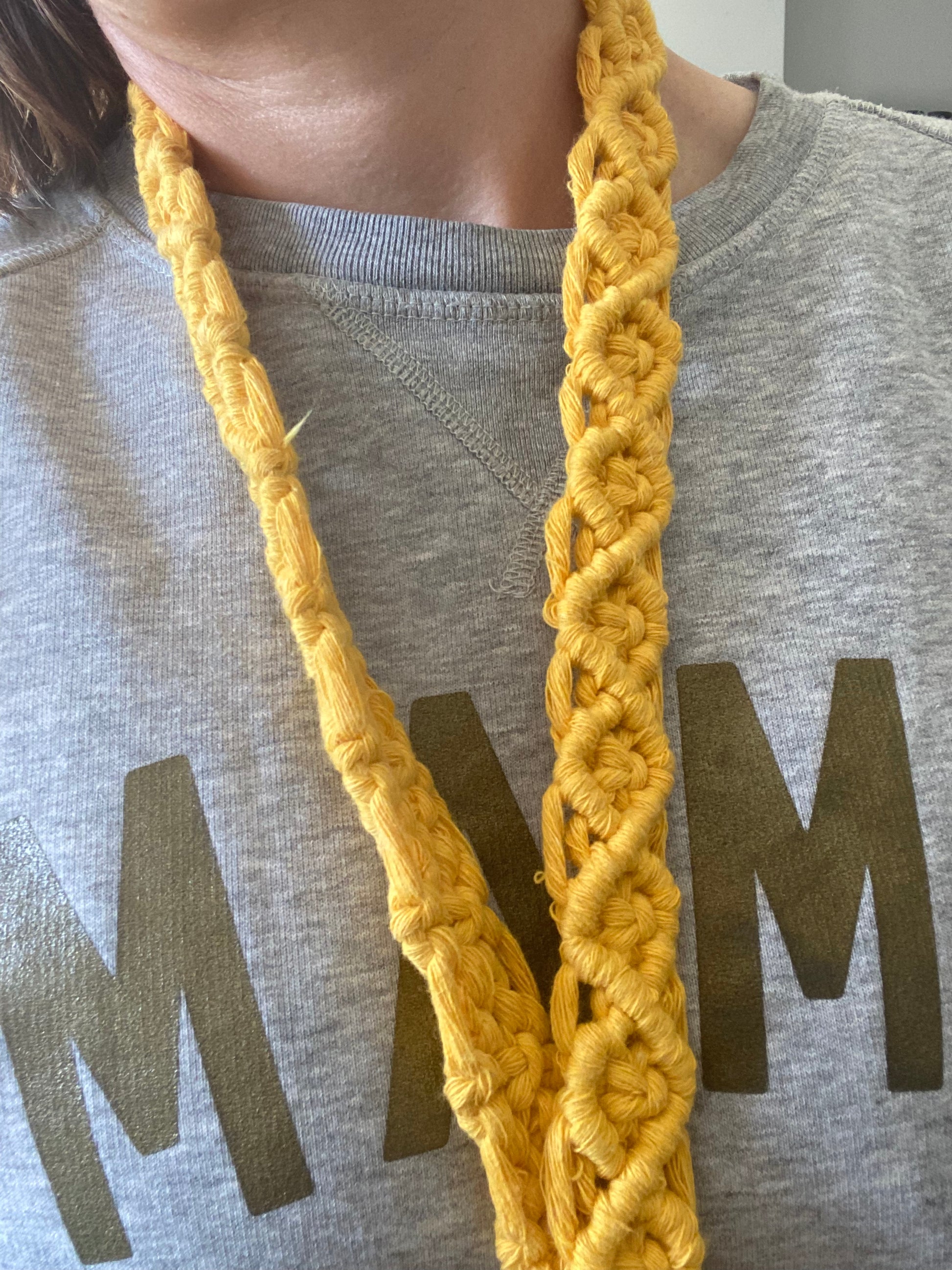 Macra-Made With Love chunky lanyard yellow worn