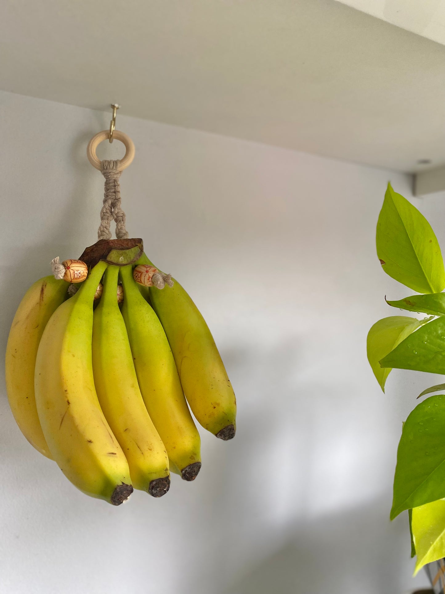 Banana hanger kitchen decor taupe patterned