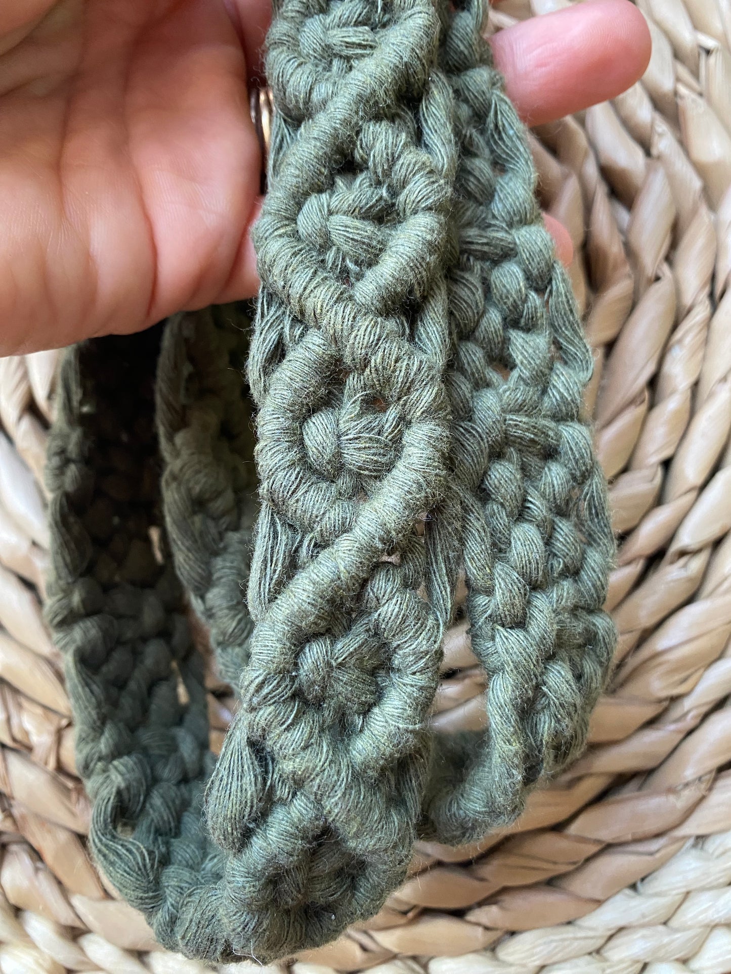 Macra-Made With Love chunky lanyard olive green pattern in hand