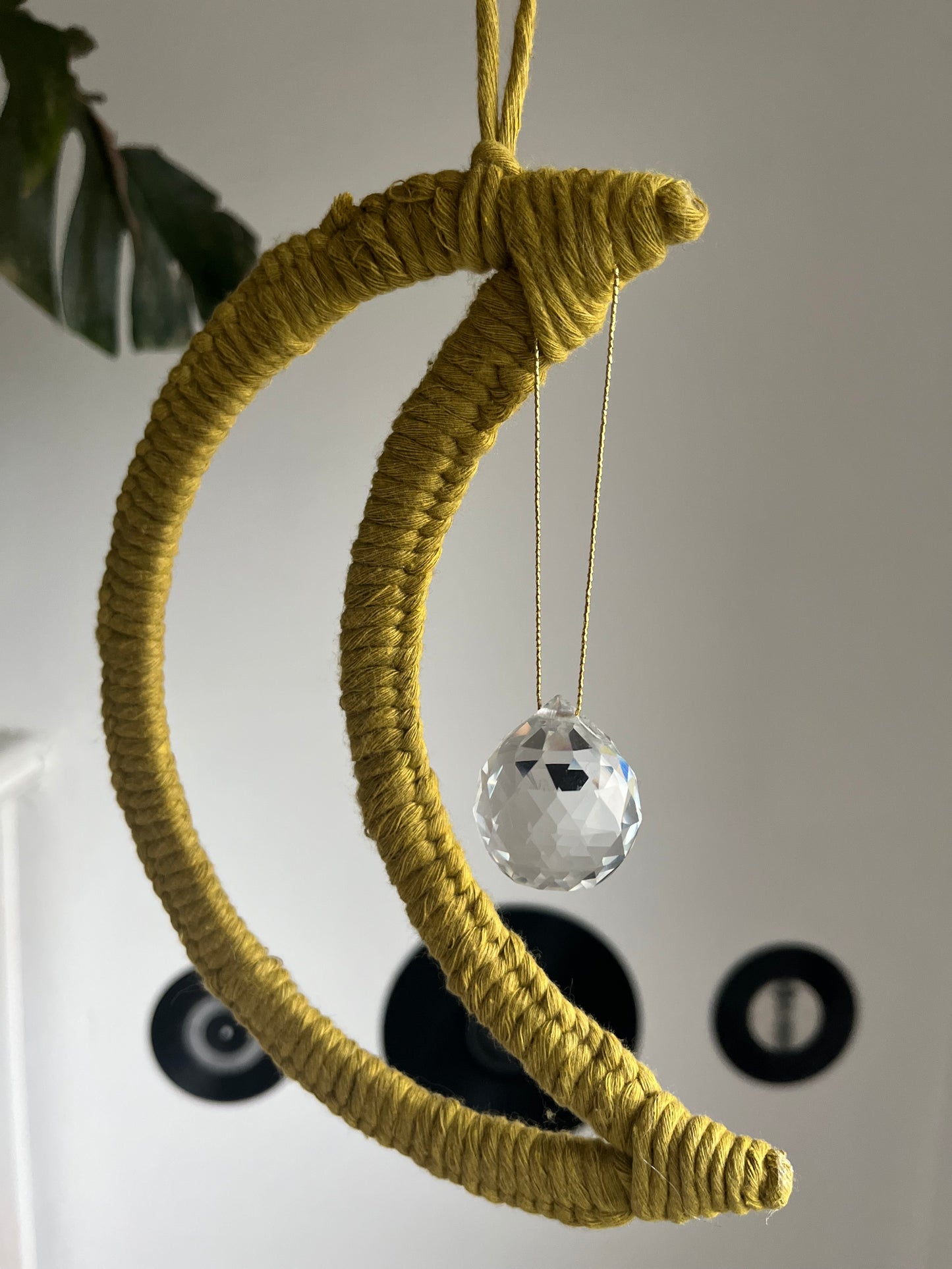 Boho Moon Shaped Crystal Suncatcher Hanging