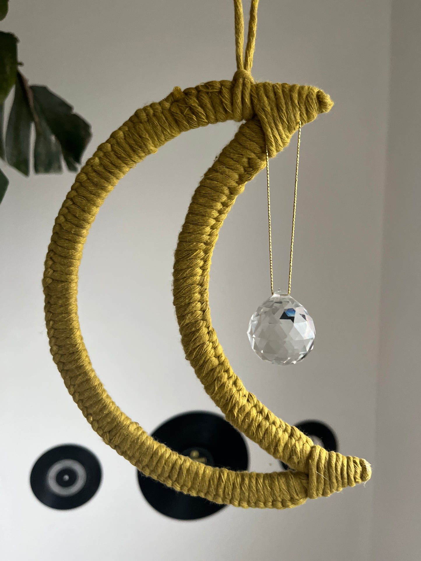 Boho Moon Shaped Crystal Suncatcher Hanging