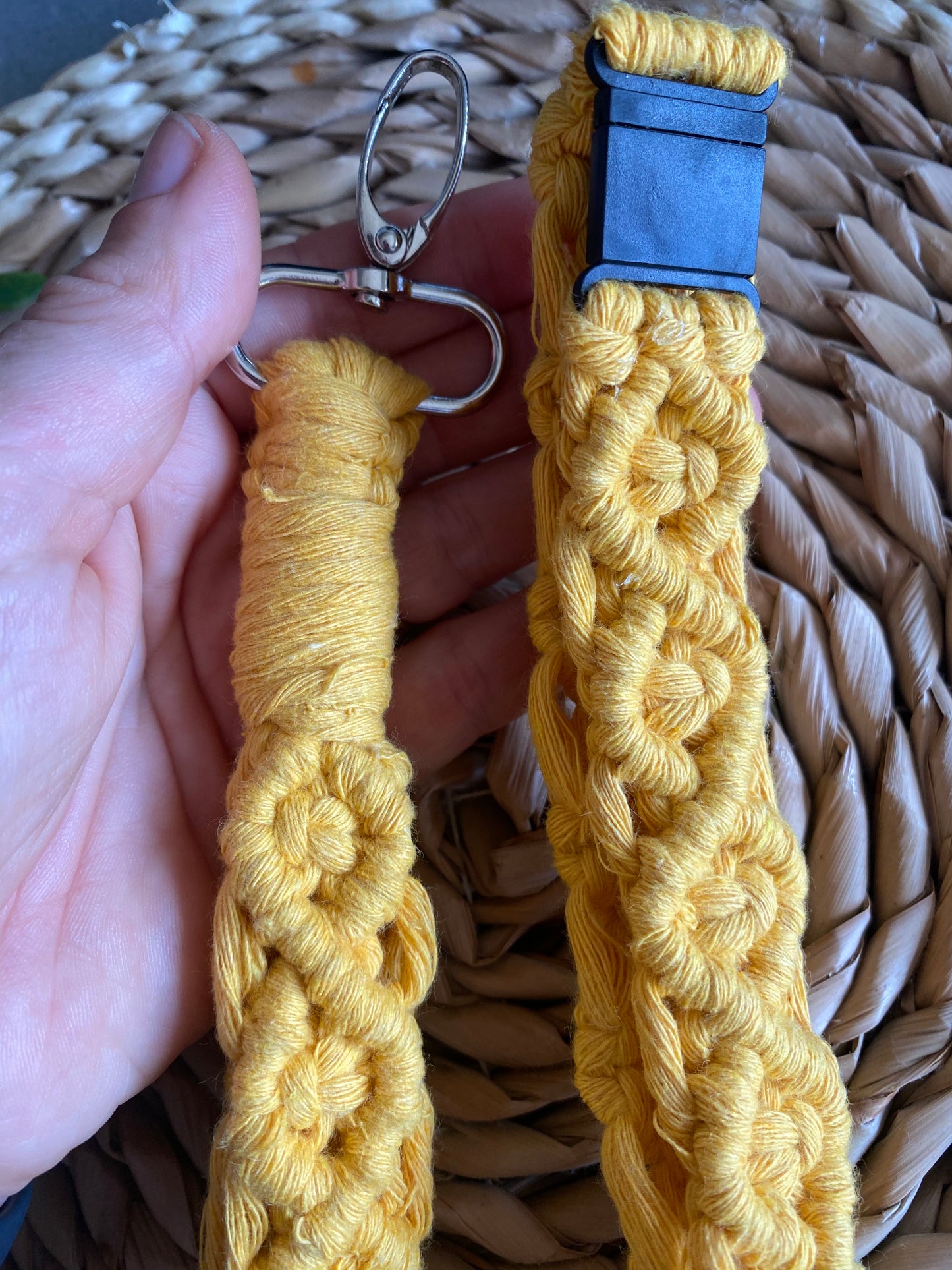 Macra-Made With Love chunky lanyard yellow details in hand