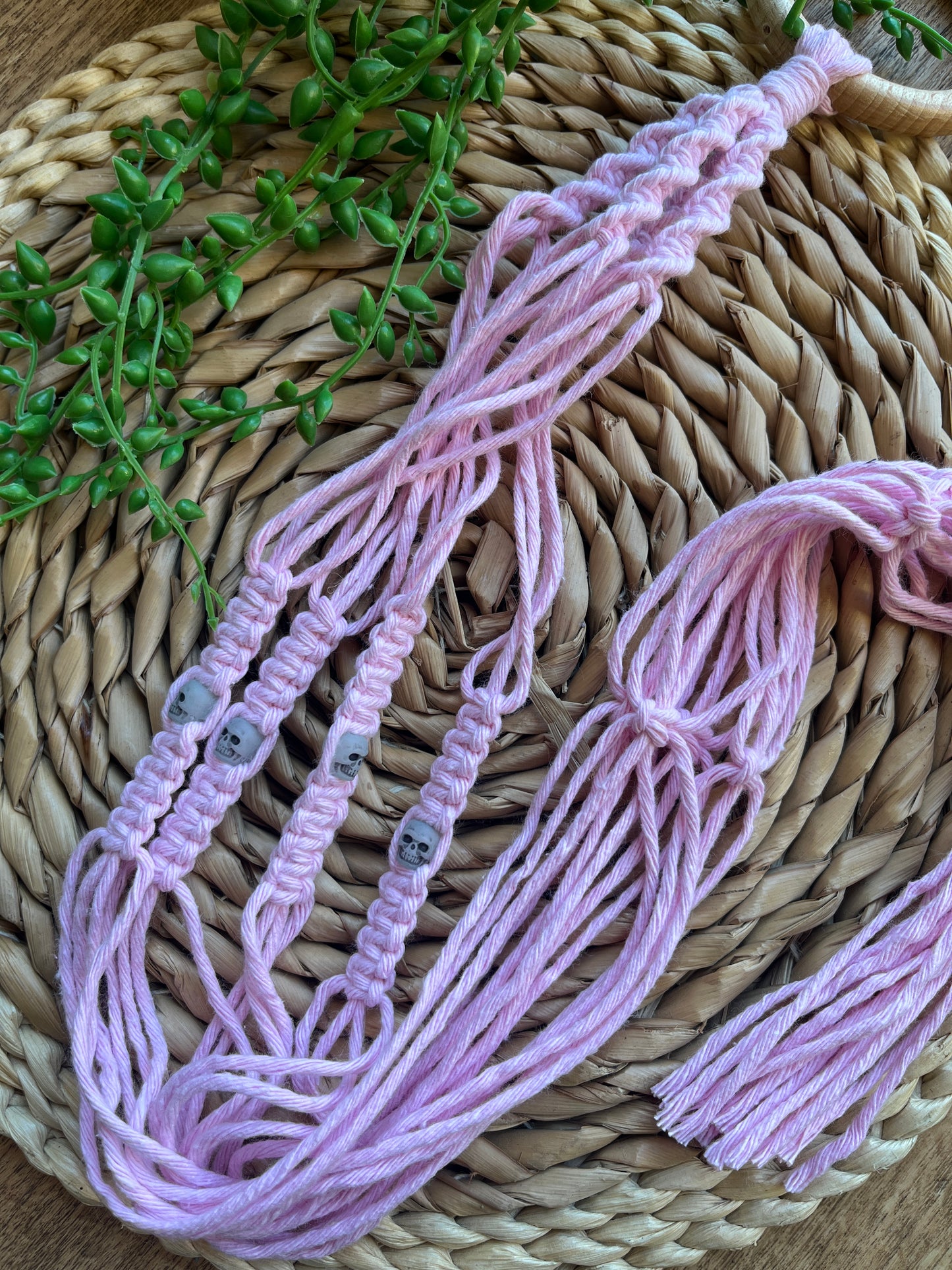 Skull Bead Macrame Plant Hanger