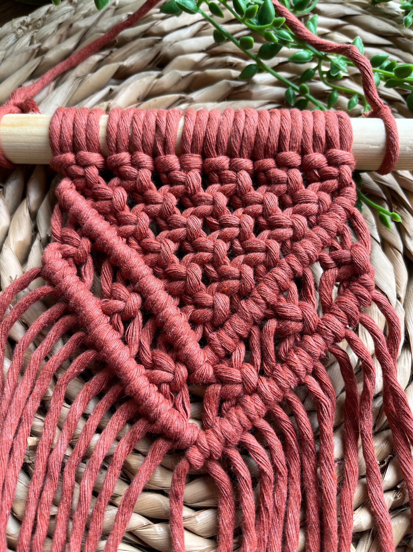Small Macrame Wall Hanging – Recycled Cotton Boho Art