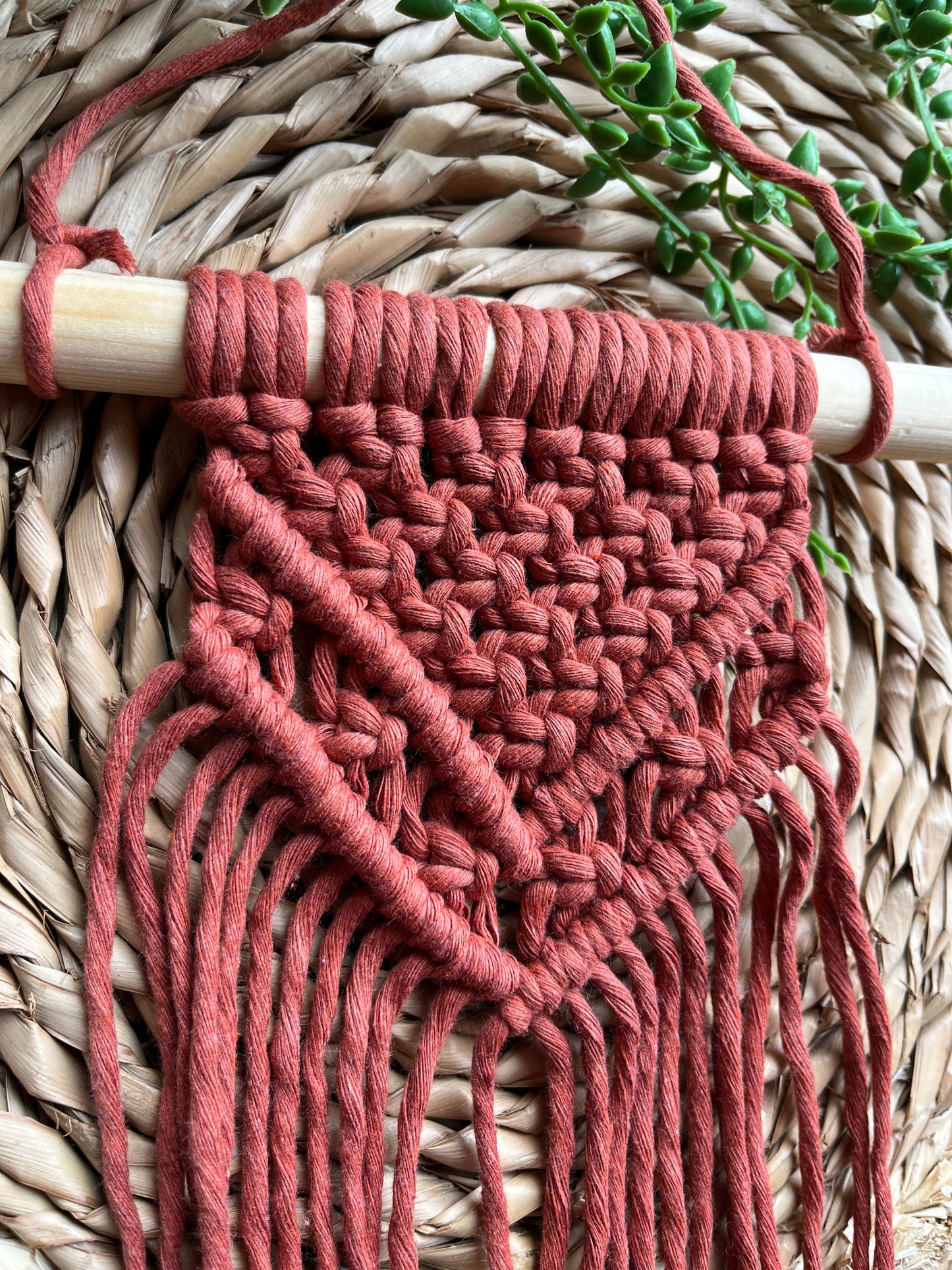 Small Macrame Wall Hanging – Recycled Cotton Boho Art
