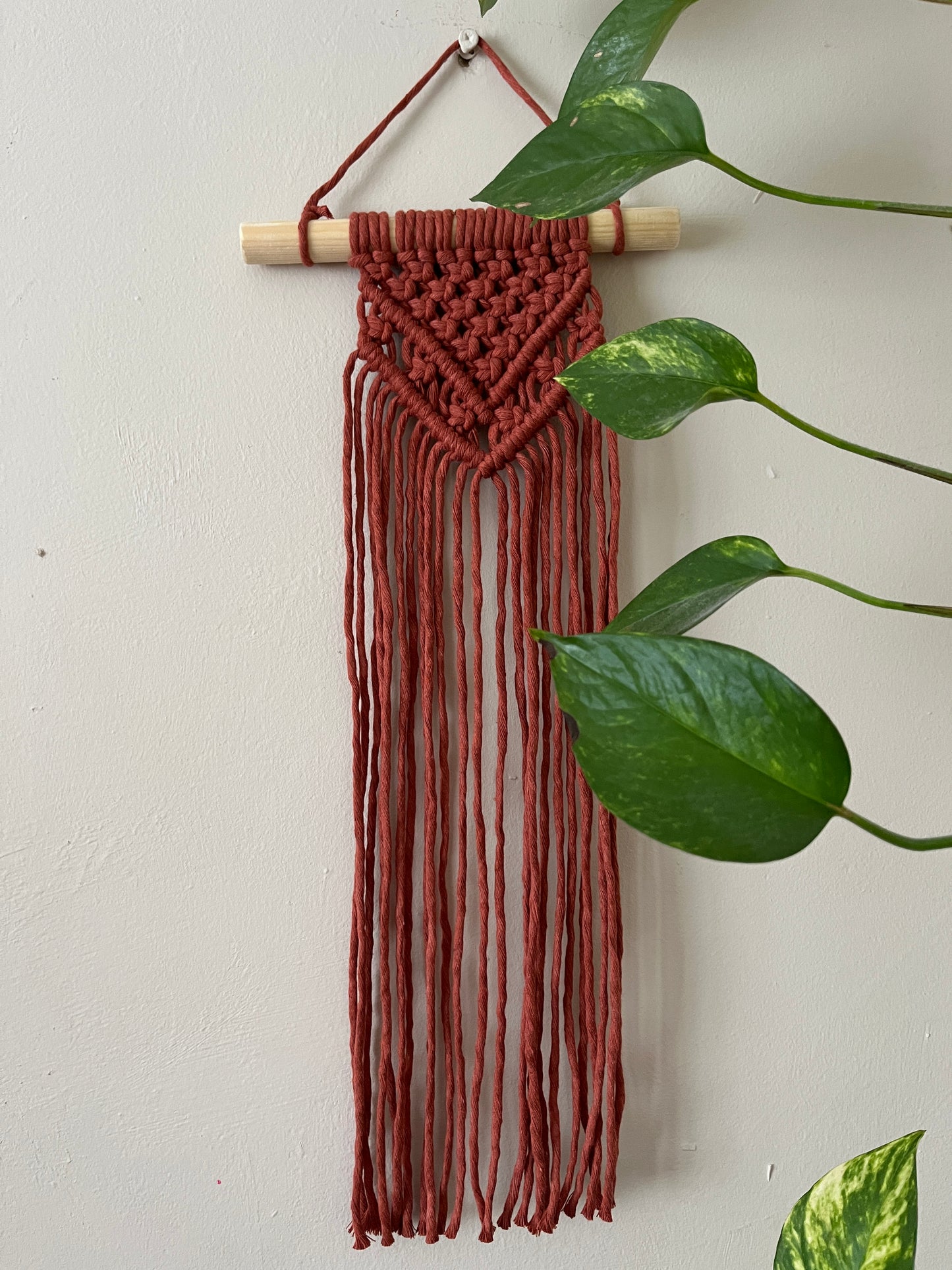 Small Macrame Wall Hanging – Recycled Cotton Boho Art