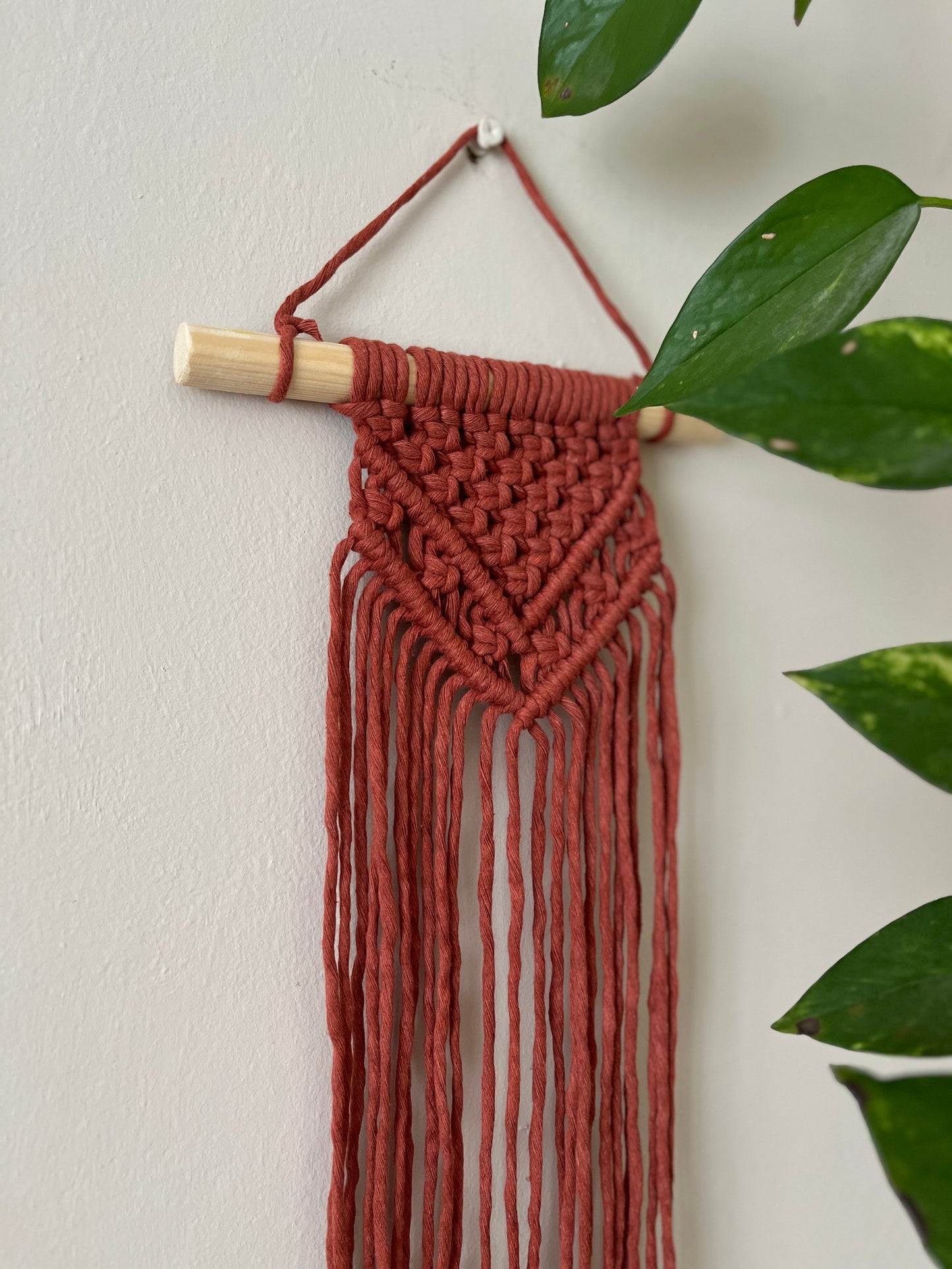 Small Macrame Wall Hanging – Recycled Cotton Boho Art
