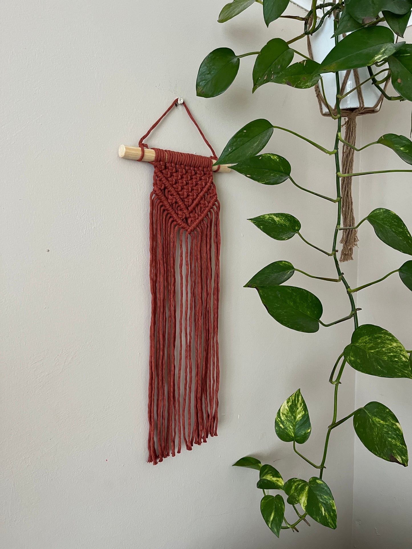 Small Macrame Wall Hanging – Recycled Cotton Boho Art
