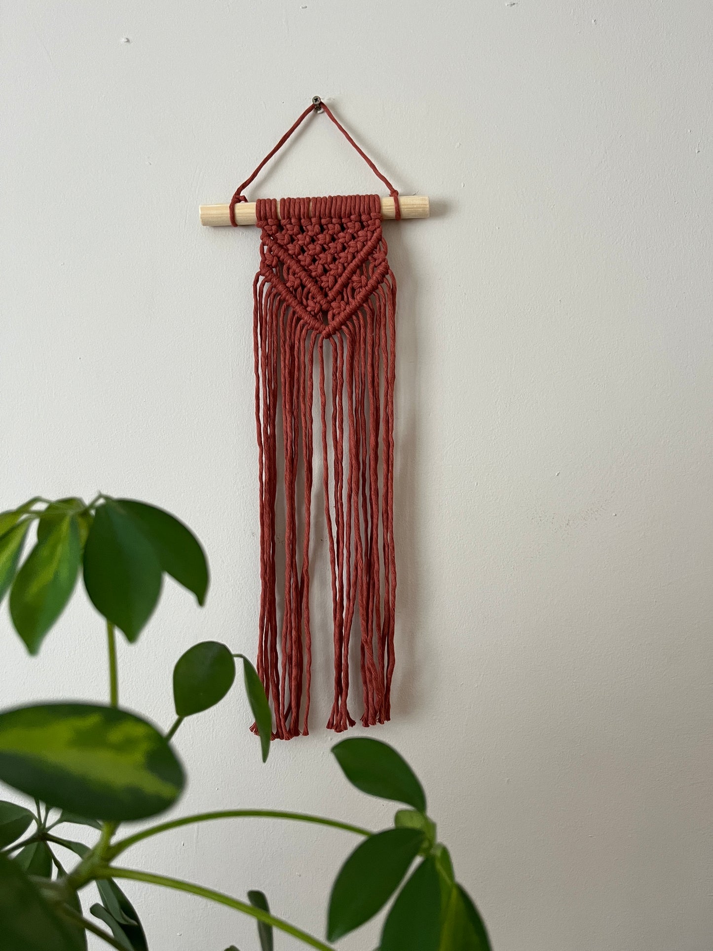 Small Macrame Wall Hanging – Recycled Cotton Boho Art