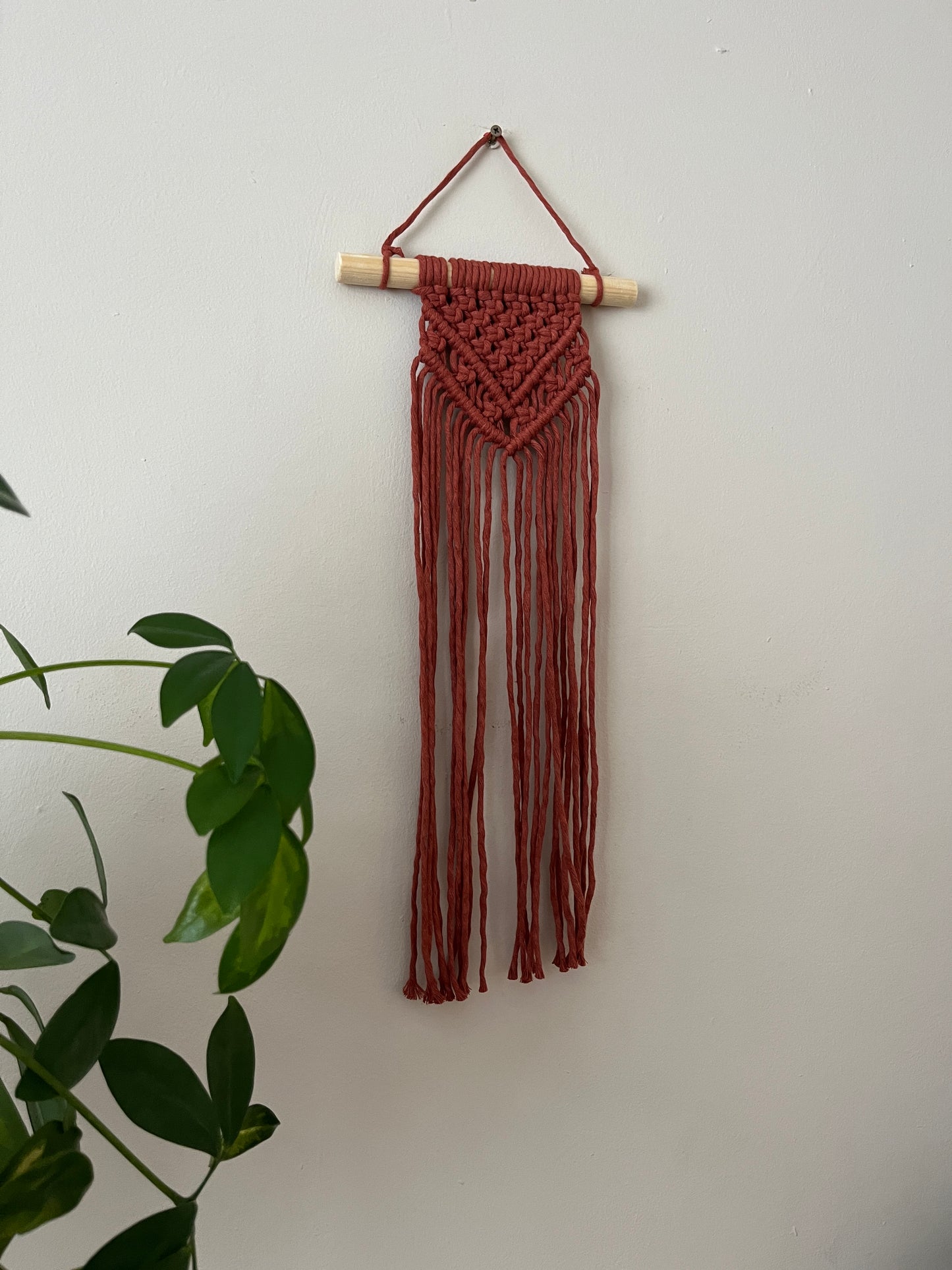 Small Macrame Wall Hanging – Recycled Cotton Boho Art