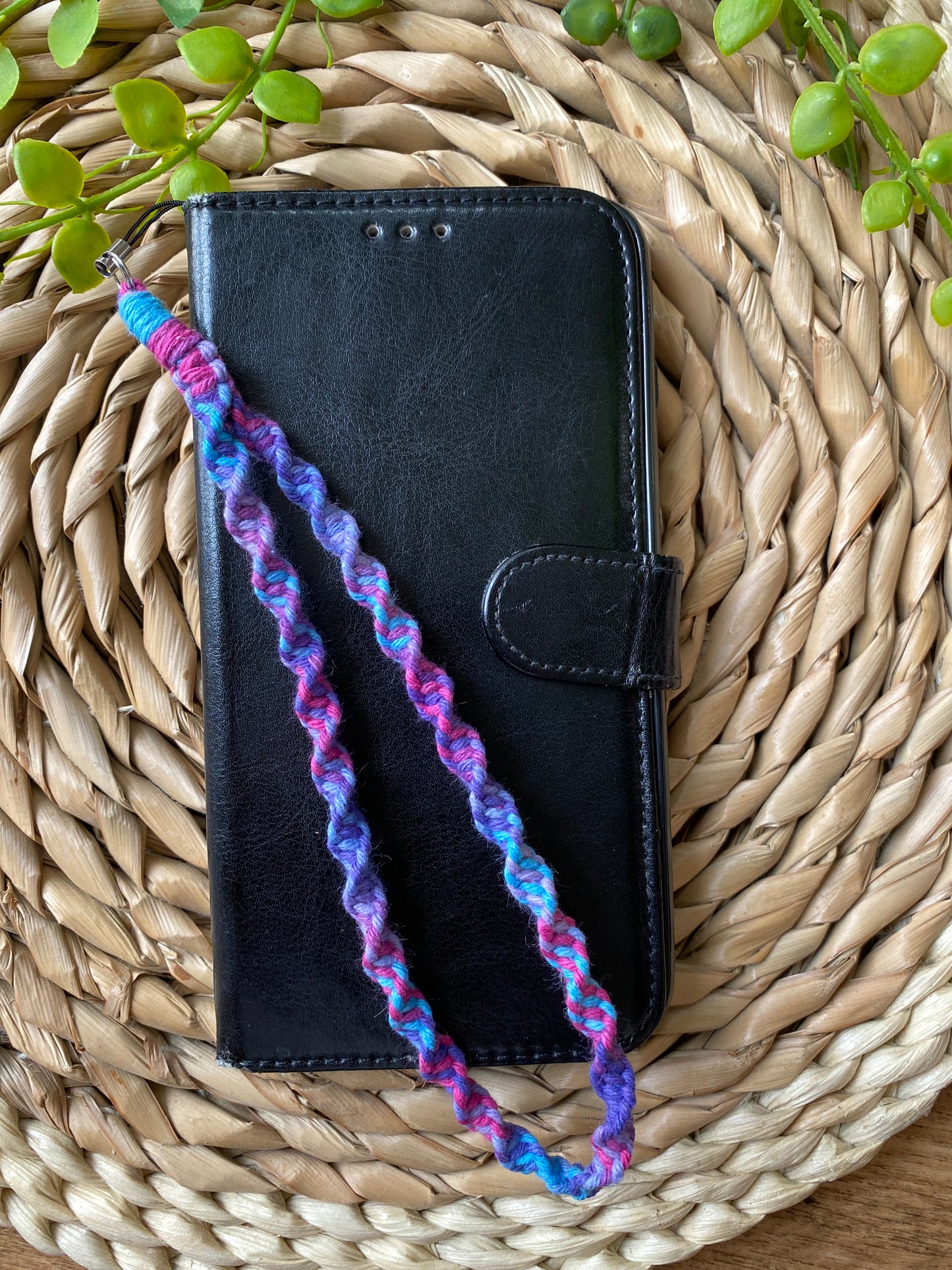 Macra-Made With Love twisted phone charm purple across phone