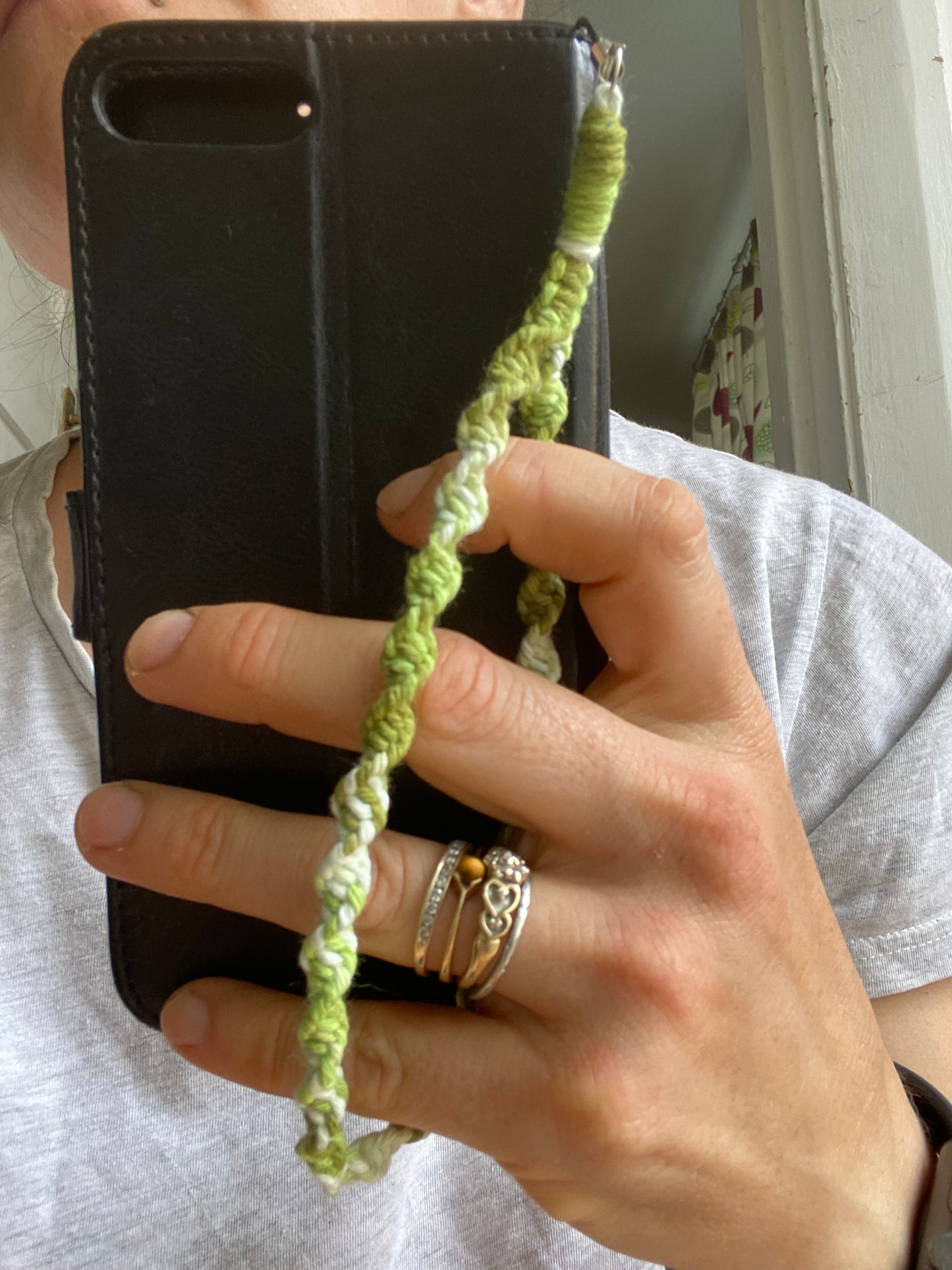 Macra-Made With Love twisted phone charm green on hand