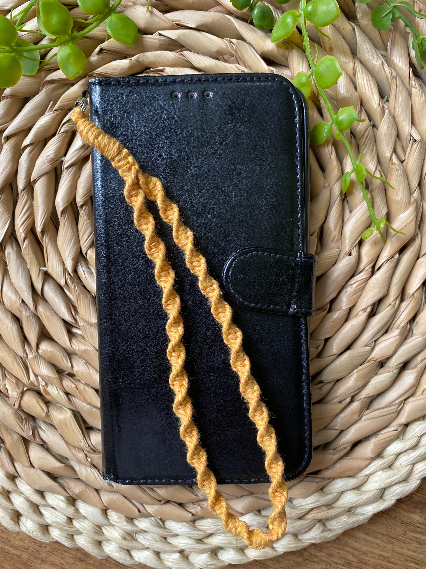 Macra-Made With Love twisted phone charm mustard across phone
