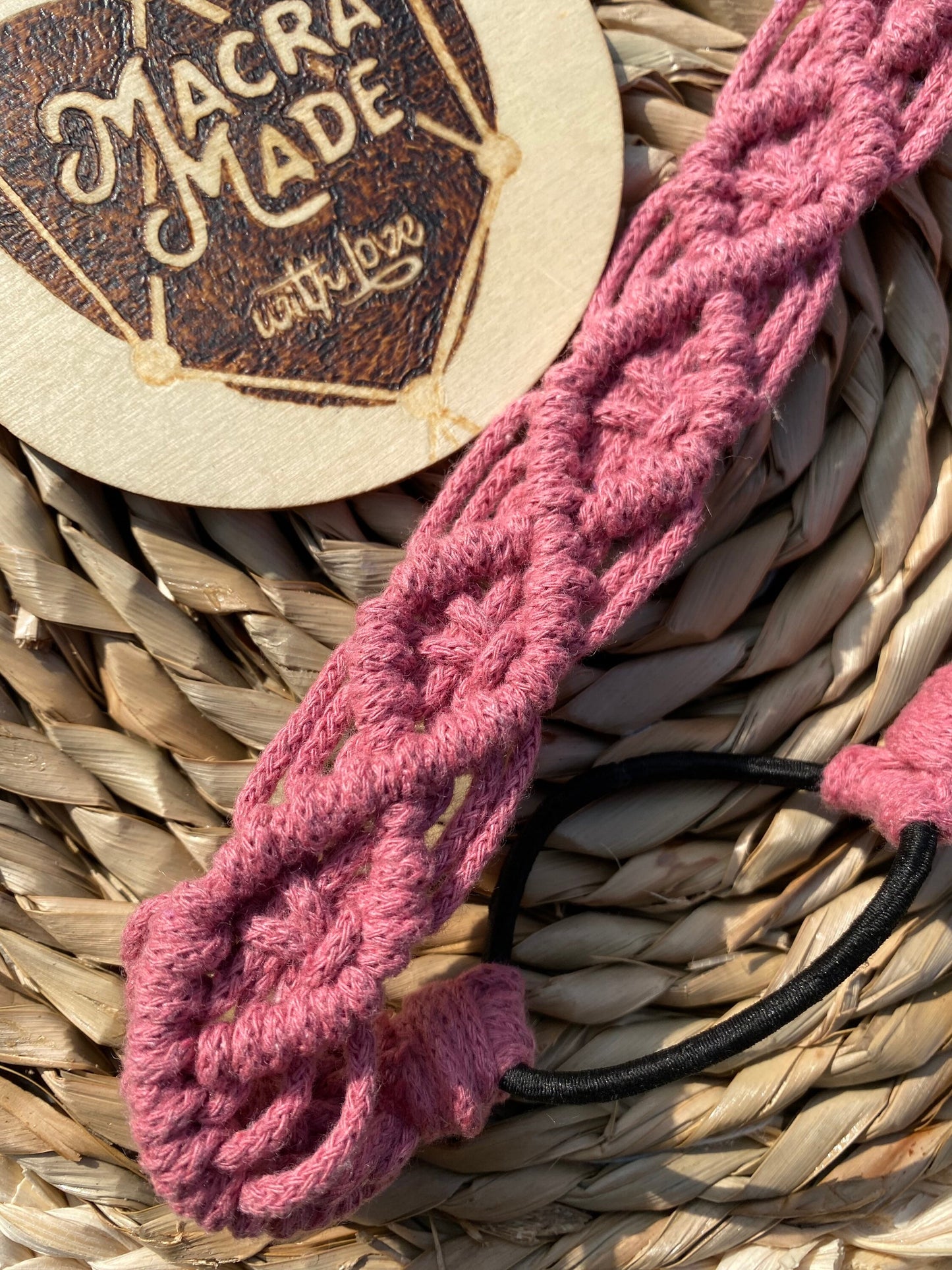Macra-Made With Love knotted headband pink flat details