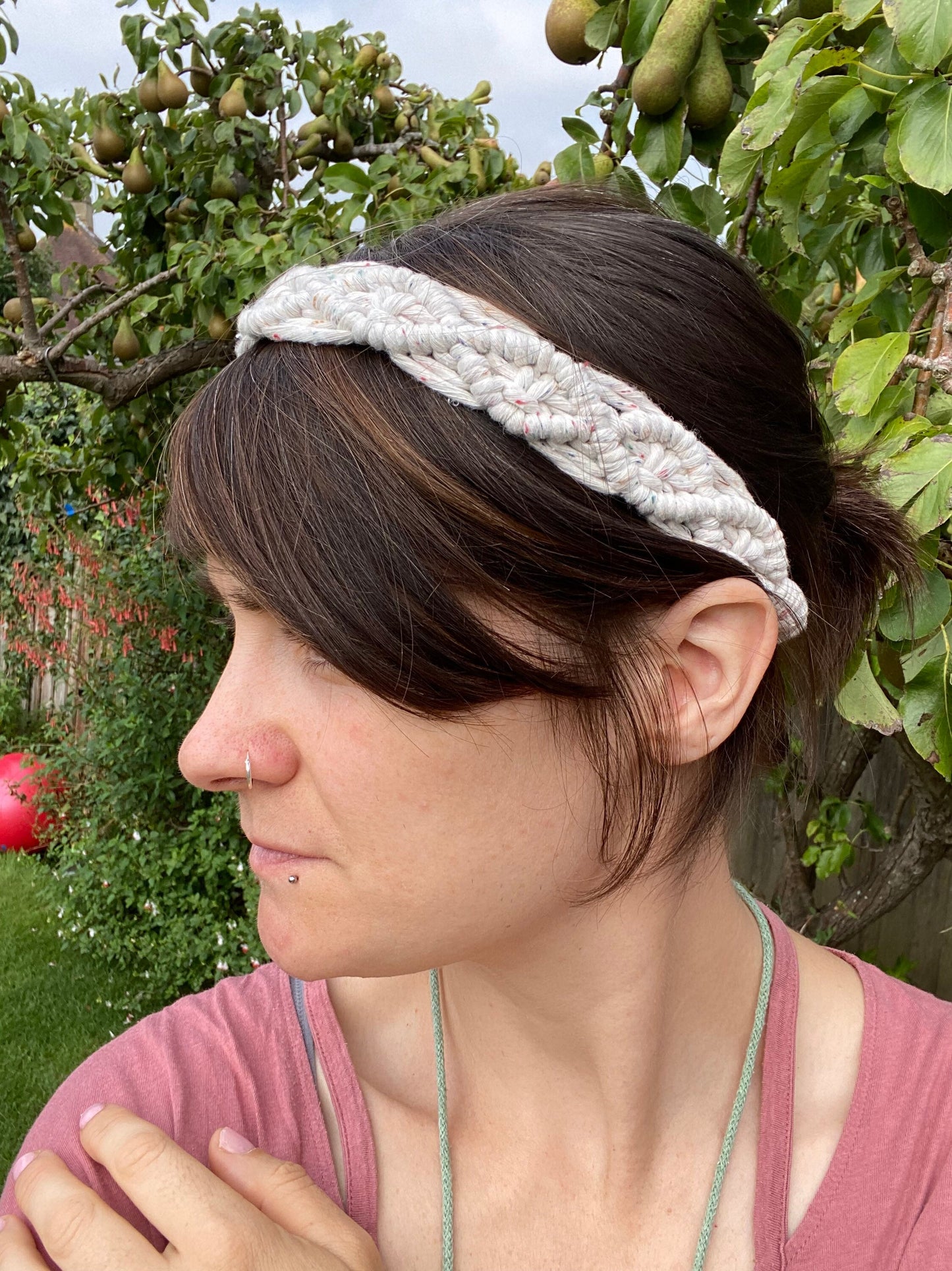 Macra-Made With Love knotted headband rainbow dust side