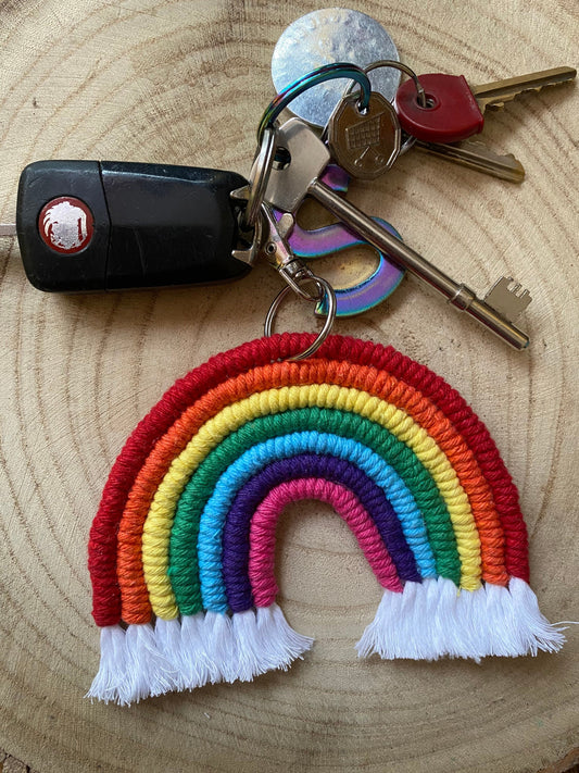 Macra-Made With Love XL rainbow keyring flat with keys
