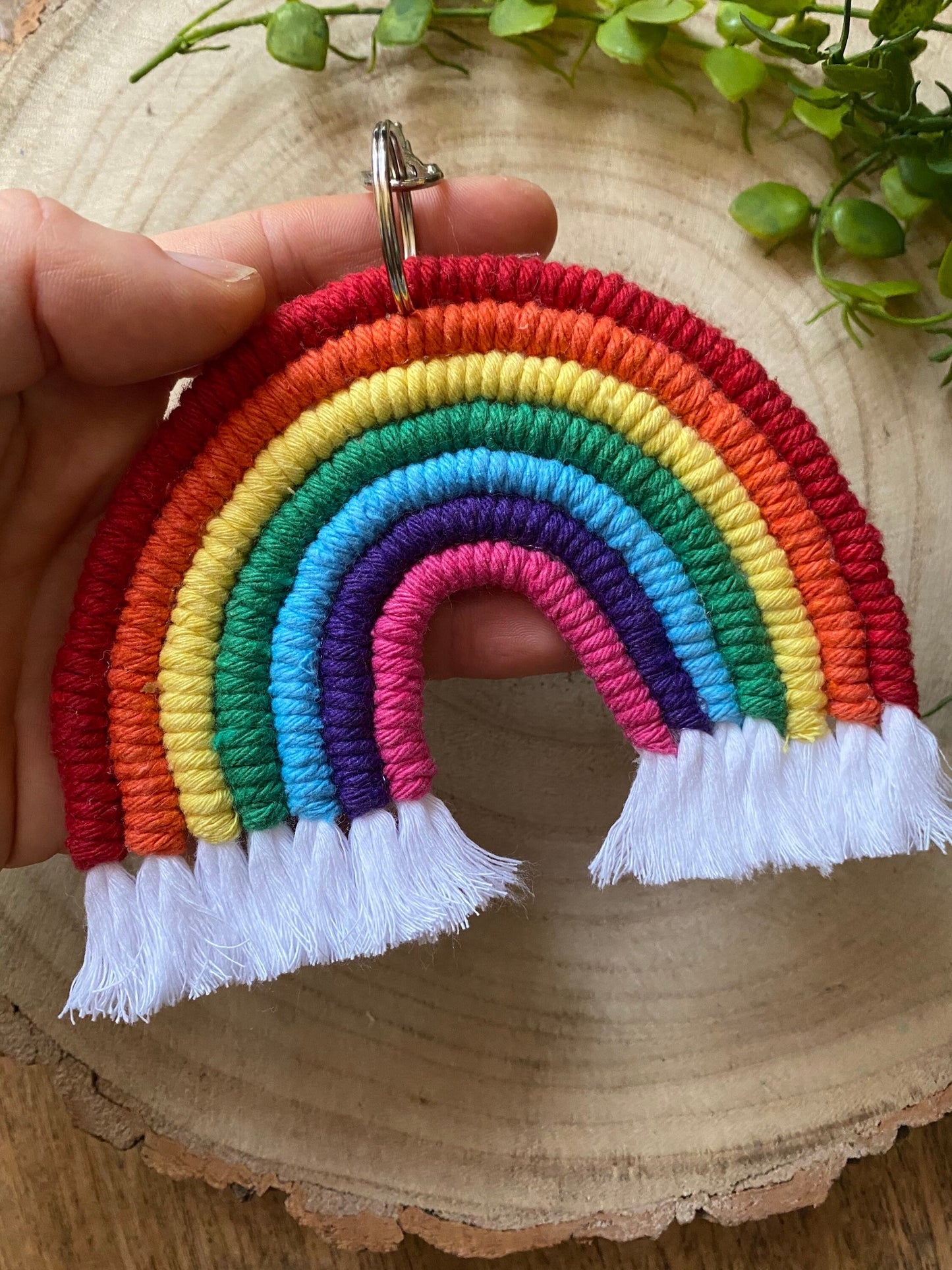 Macra-Made With Love XL rainbow keyring in hand