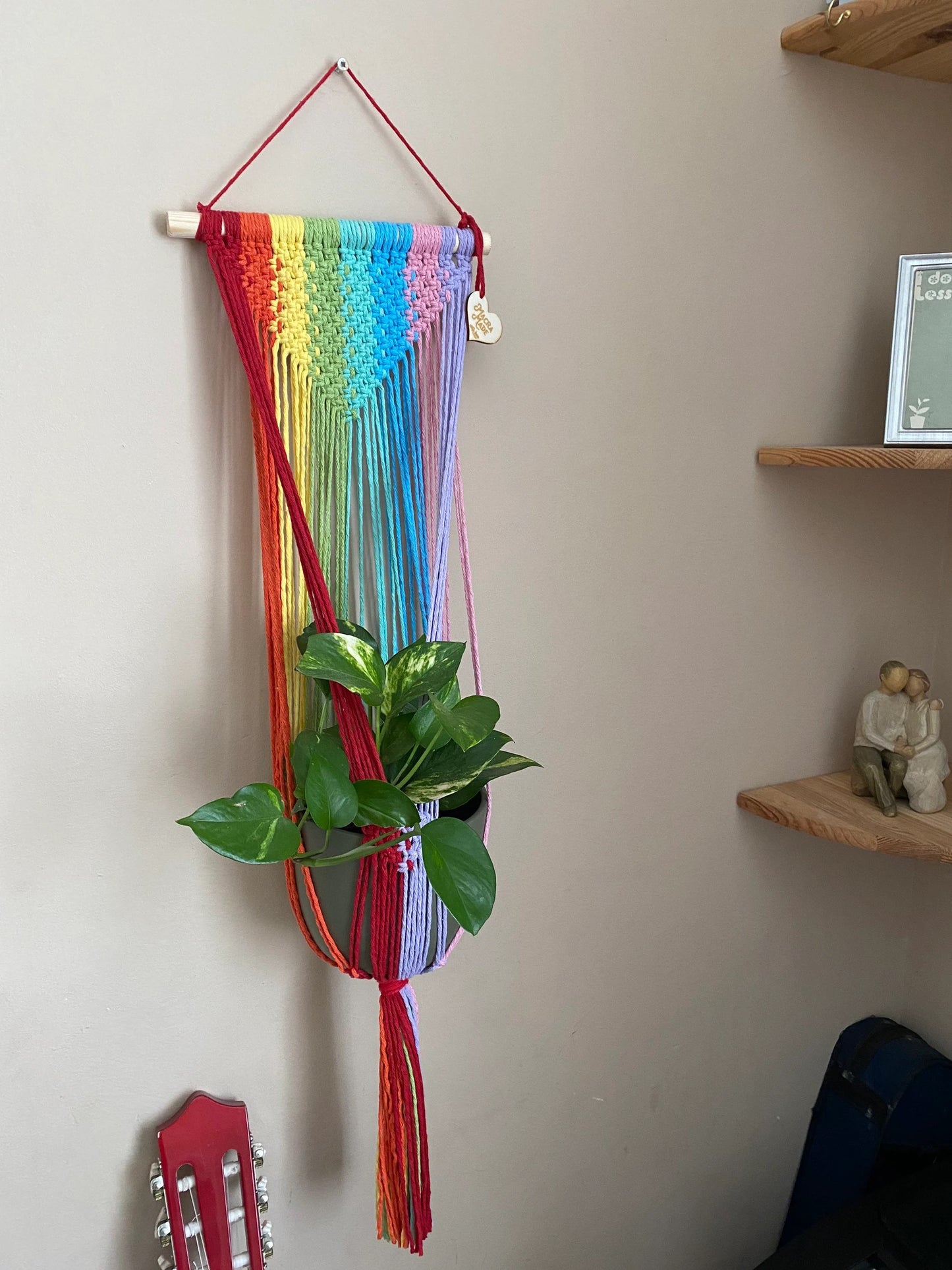 Macra-Made With Love large rainbow macrame plant hanger