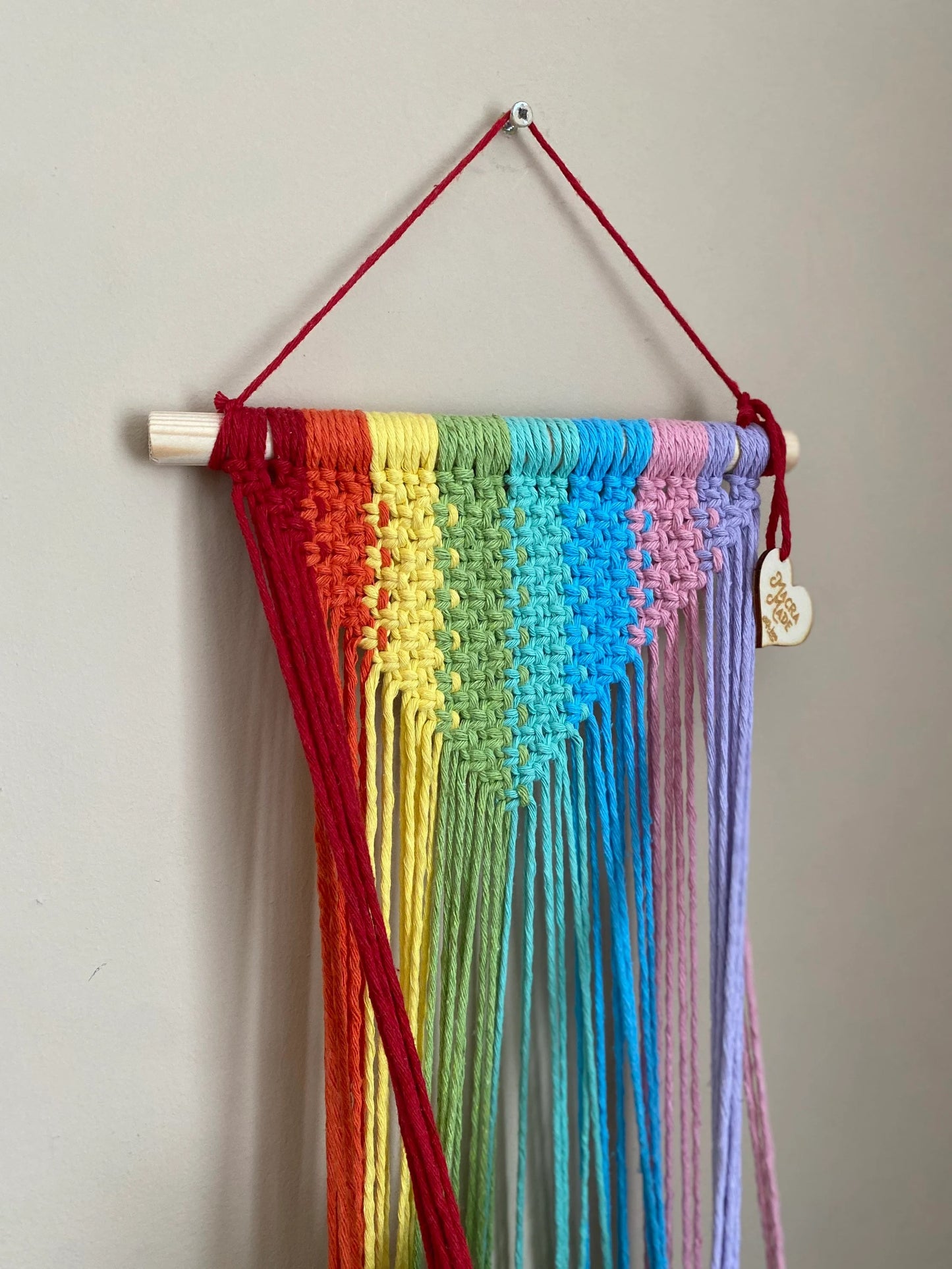 Macra-Made With Love large rainbow macrame plant hanger focus top