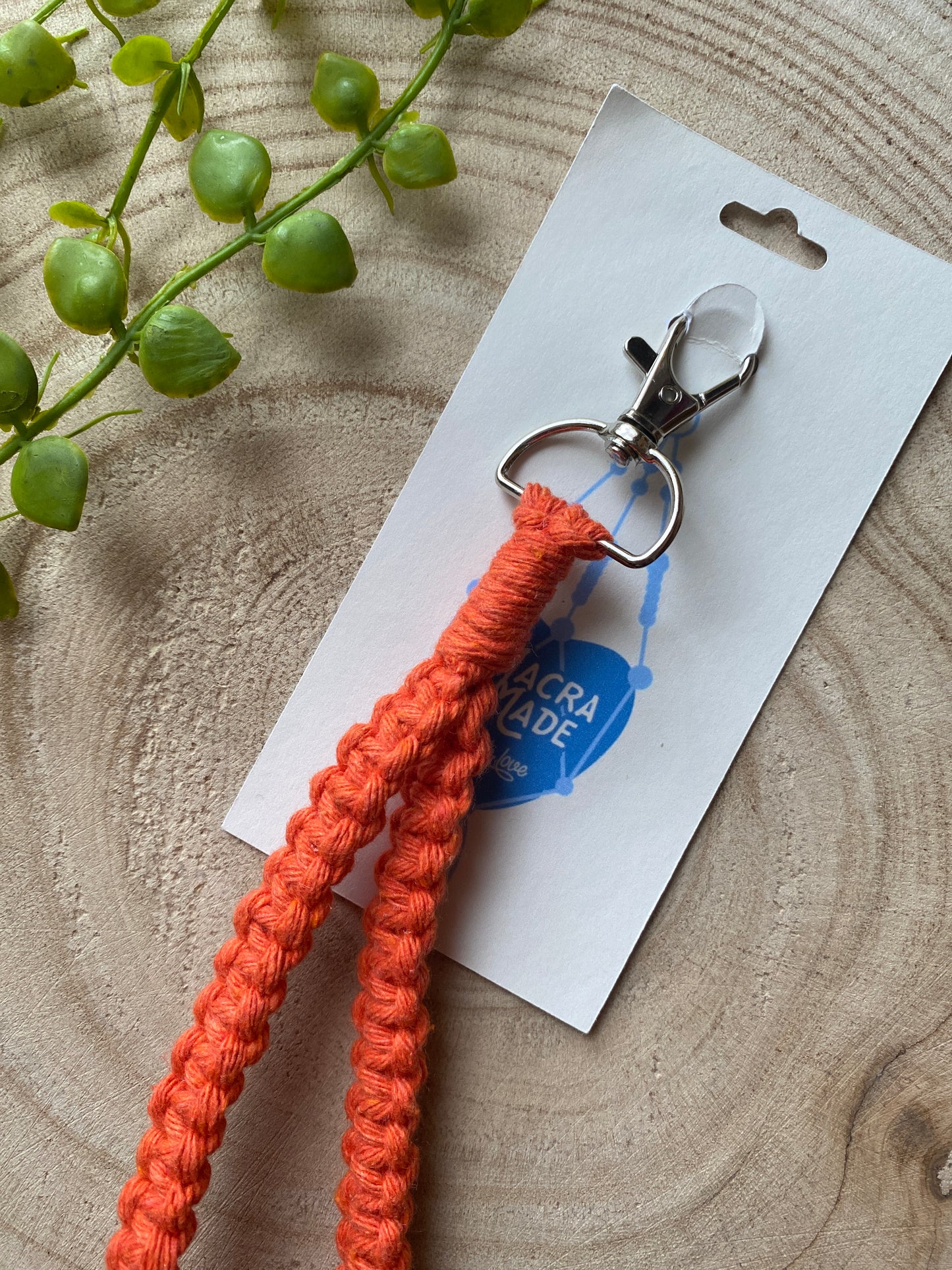 Macra-Made With Love wristlet keychain orange close on card
