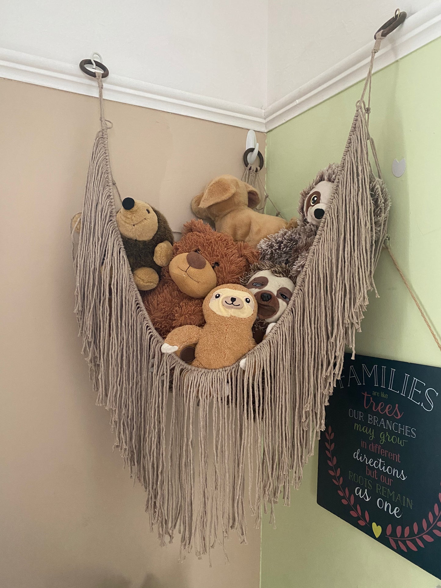Soft toy corner hammock - bedroom storage