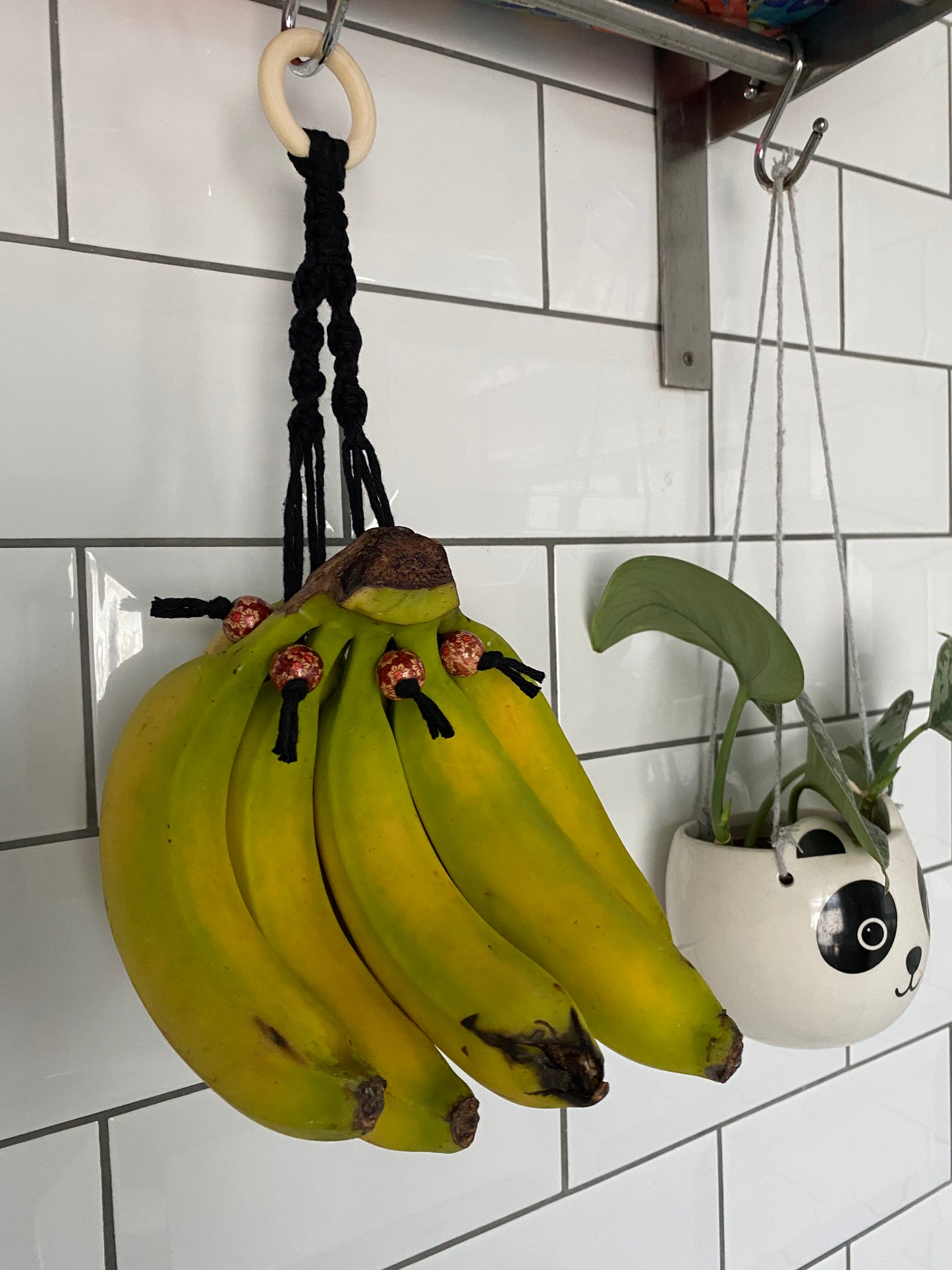 Banana hanger kitchen decor black patterned