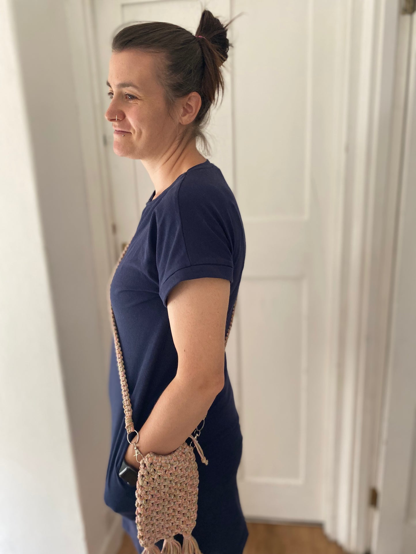 Macra-Made With Love phone bag rainbow side being worn inside