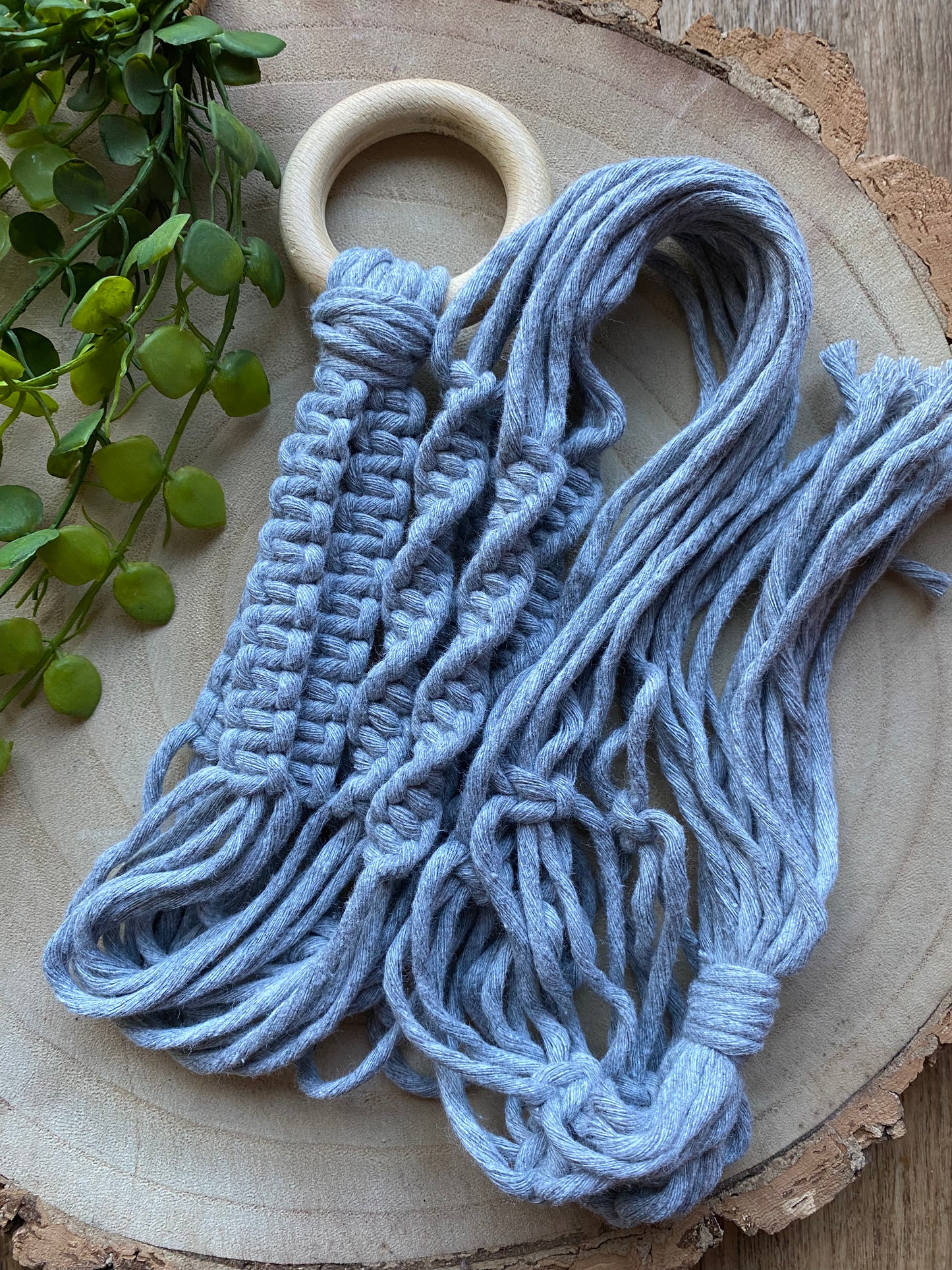 Macra-Made With Love macrame eco friendly plant hanger grey