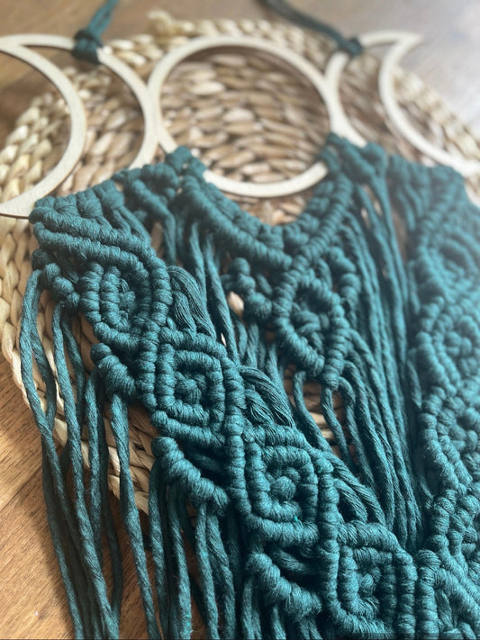 Triple Moon Dark Green Wall Hanging
