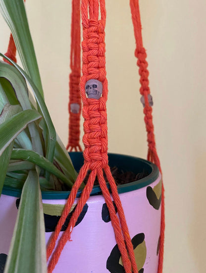 Skull Bead Macrame Plant Hanger