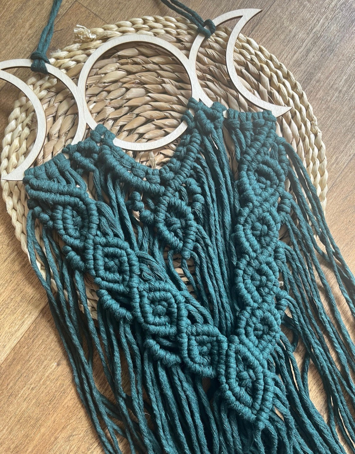 Triple Moon Dark Green Wall Hanging