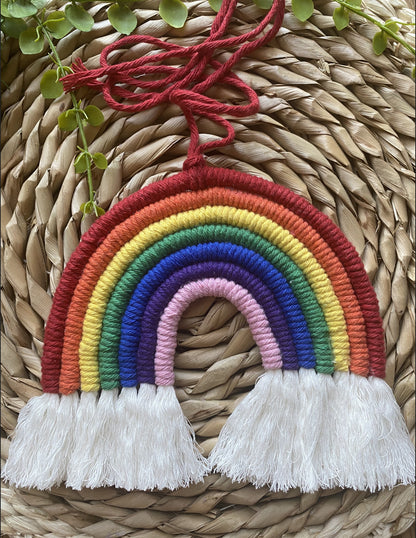 Long hanging macrame rainbow window decoration