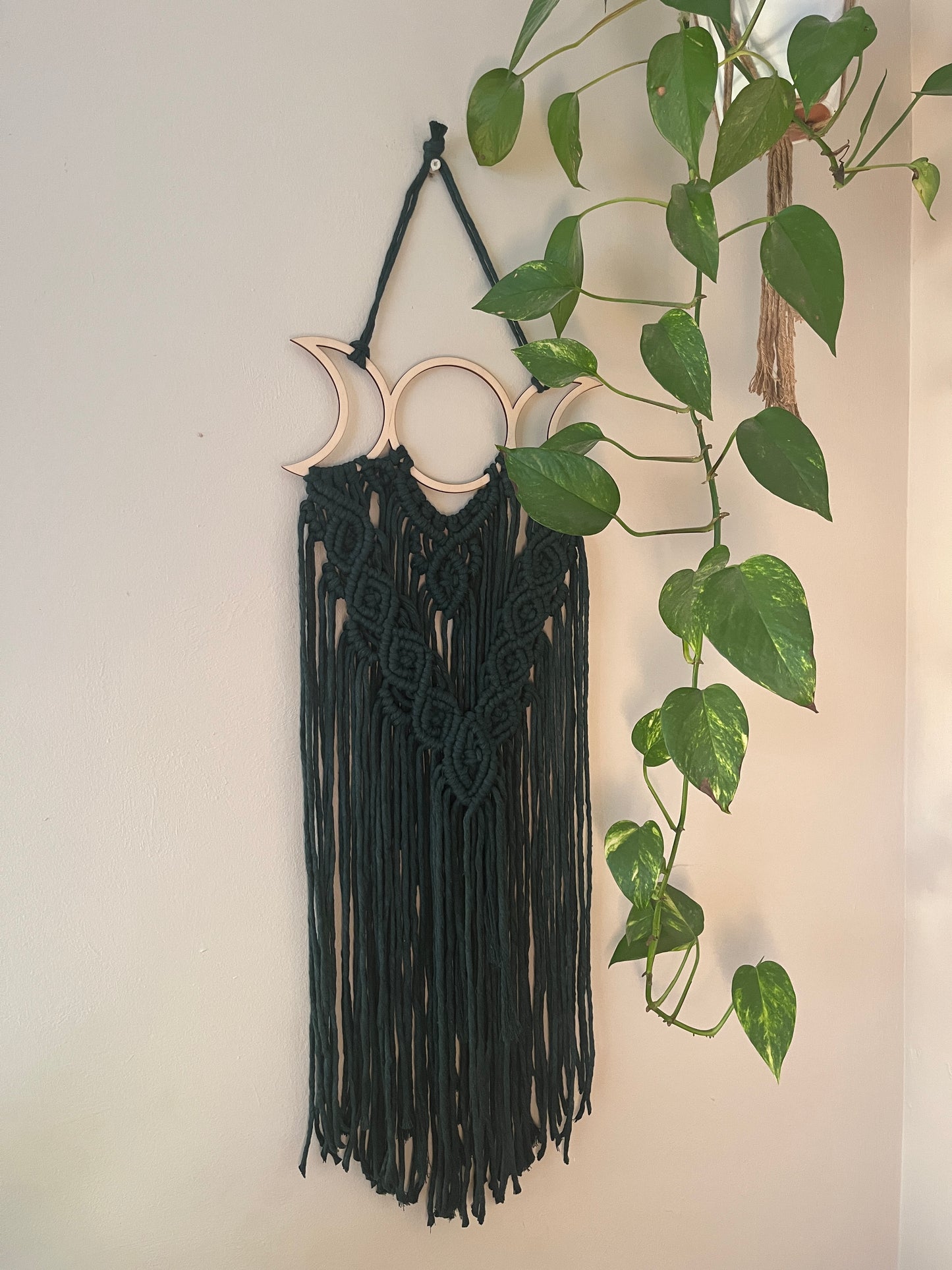 Triple Moon Dark Green Wall Hanging