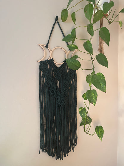 Triple Moon Dark Green Wall Hanging